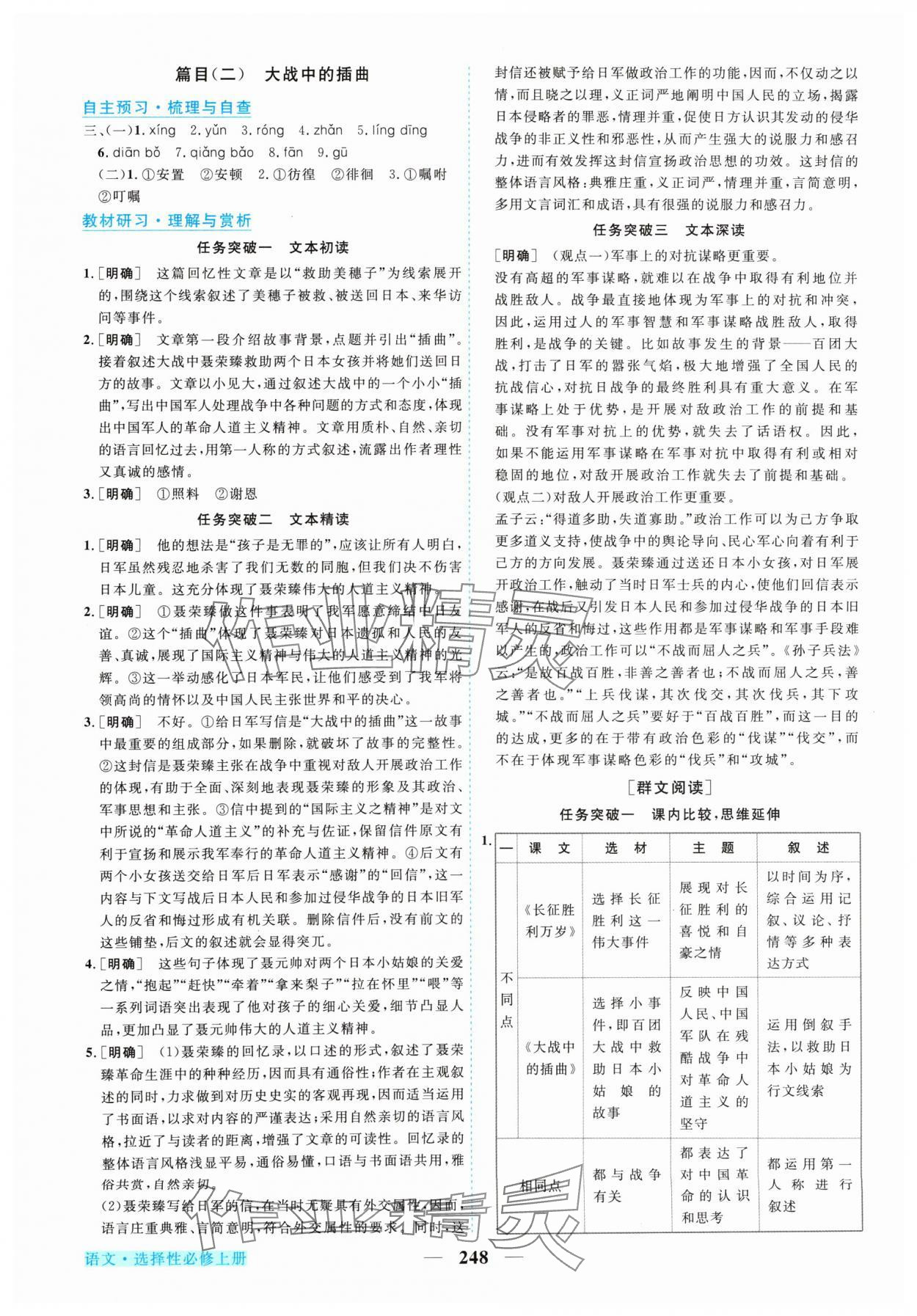 2024年新坐標(biāo)同步練習(xí)高中語(yǔ)文選擇性必修上冊(cè)人教版 參考答案第3頁(yè)