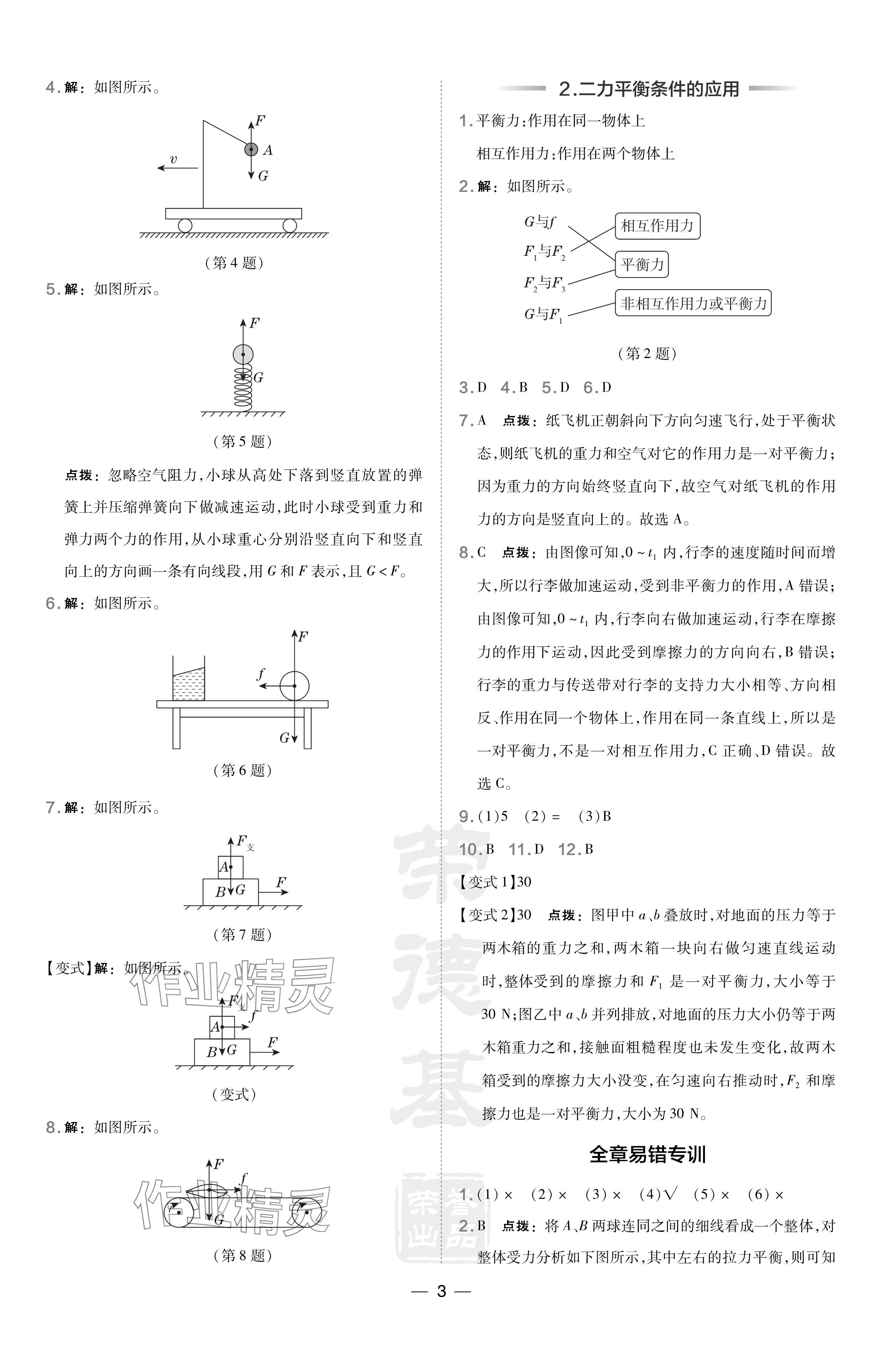 2024年點(diǎn)撥訓(xùn)練八年級(jí)物理下冊(cè)滬科版 參考答案第3頁(yè)