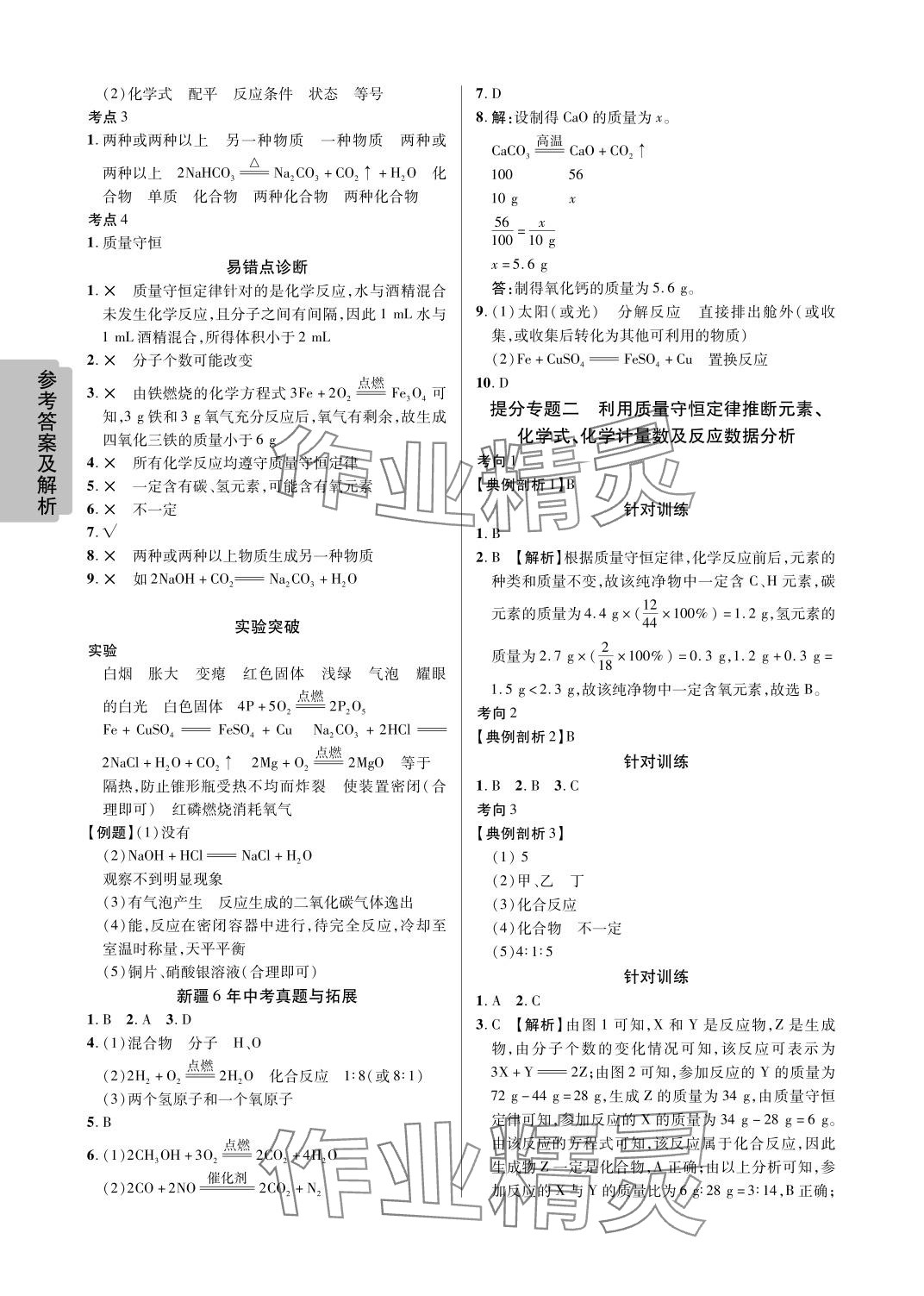 2024年中考新思路化學新疆專版 參考答案第6頁