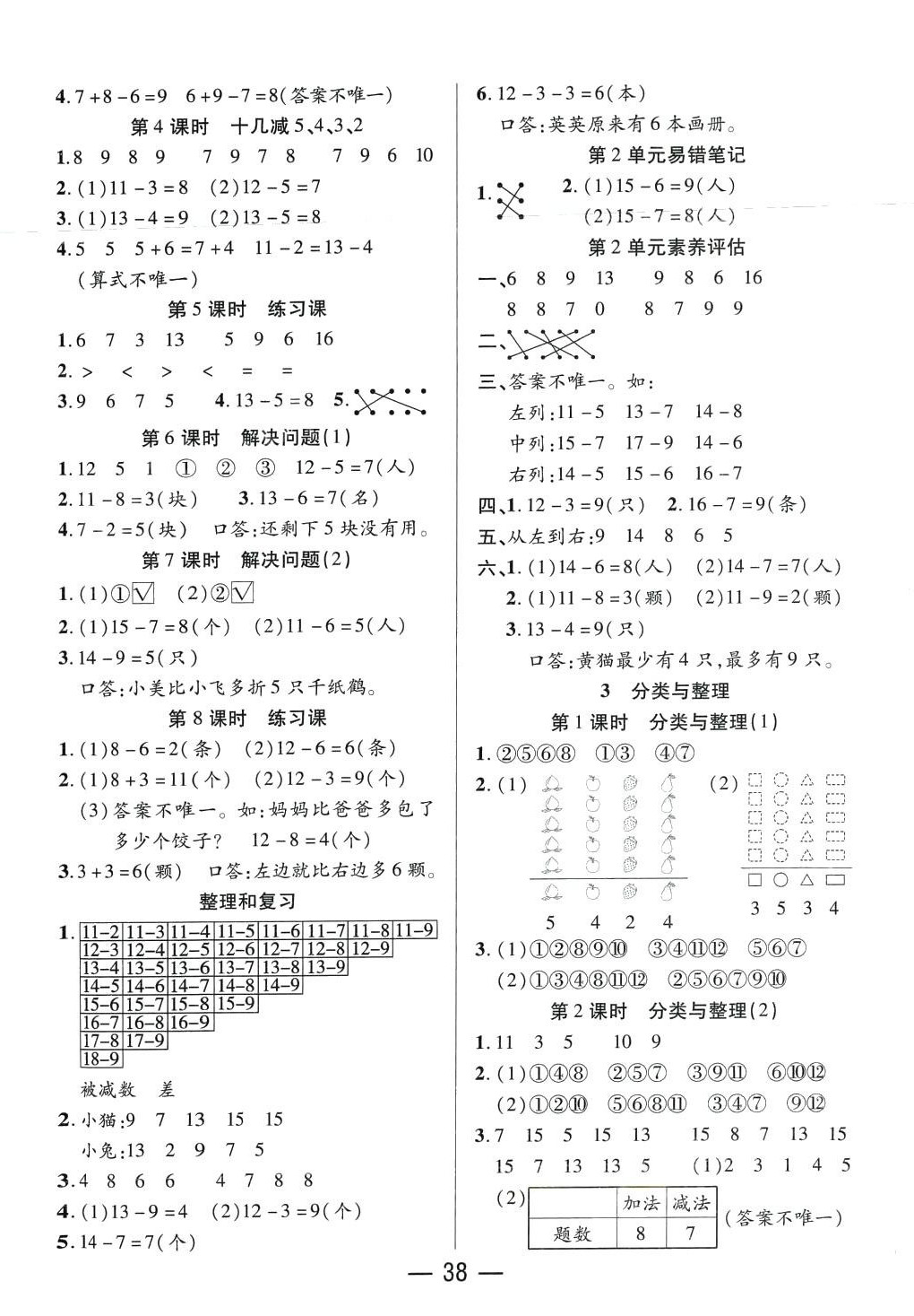 2024年尚学生香英才天天练一年级数学下册人教版 第2页