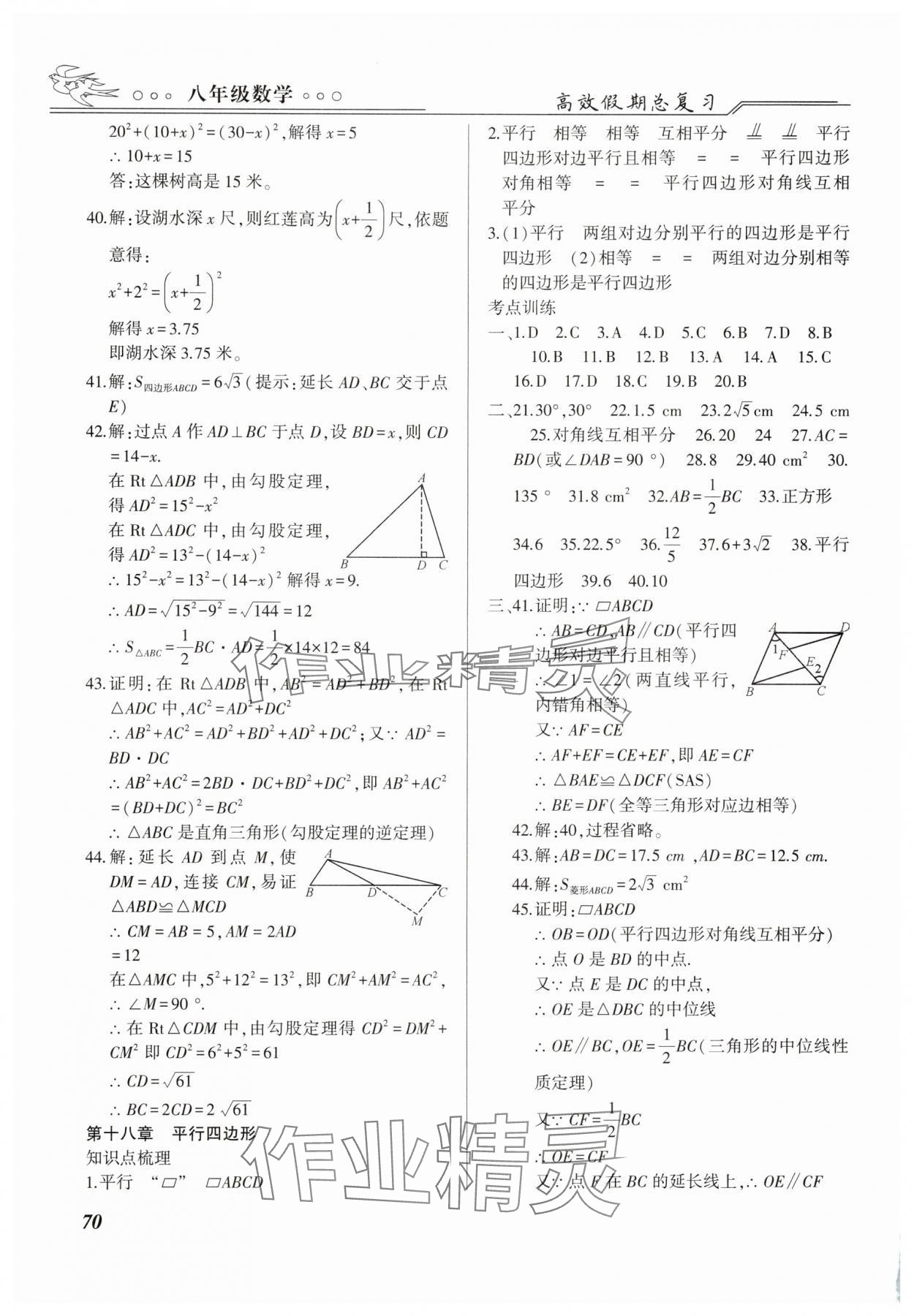 2025年倍優(yōu)高效假期總復(fù)習(xí)八年級數(shù)學(xué) 第2頁