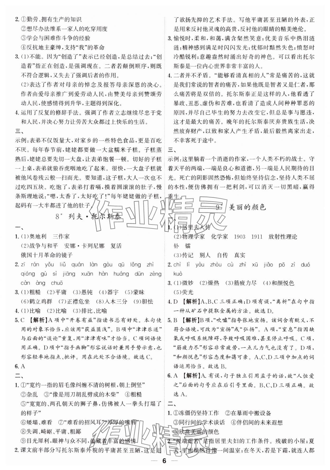2023年考點(diǎn)專練八年級(jí)語文上冊(cè)人教版深圳專版 第6頁