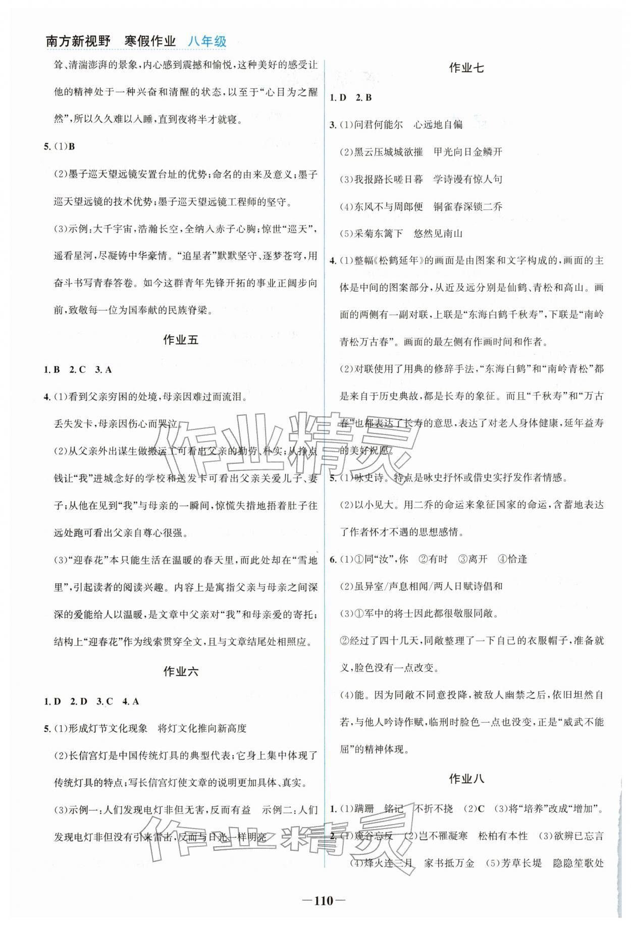 2026年南方新視野寒假作業(yè)八年級(jí)綜合&nbsp;參考答案第2頁