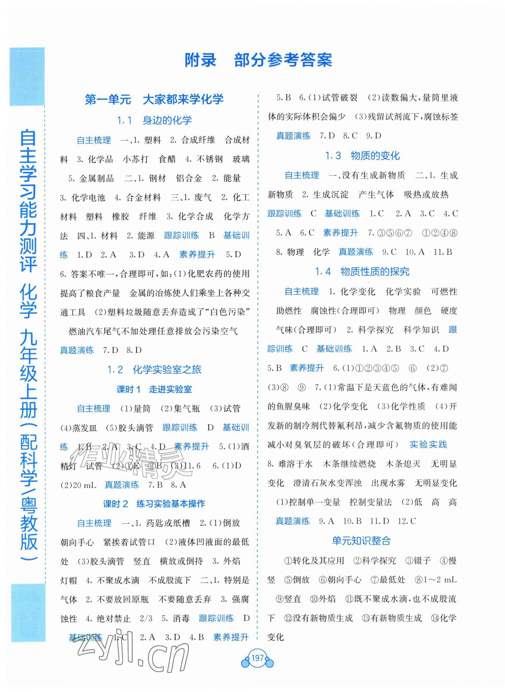 2026年自主学习能力测评九年级化学上册科粤版&nbsp;第1页
