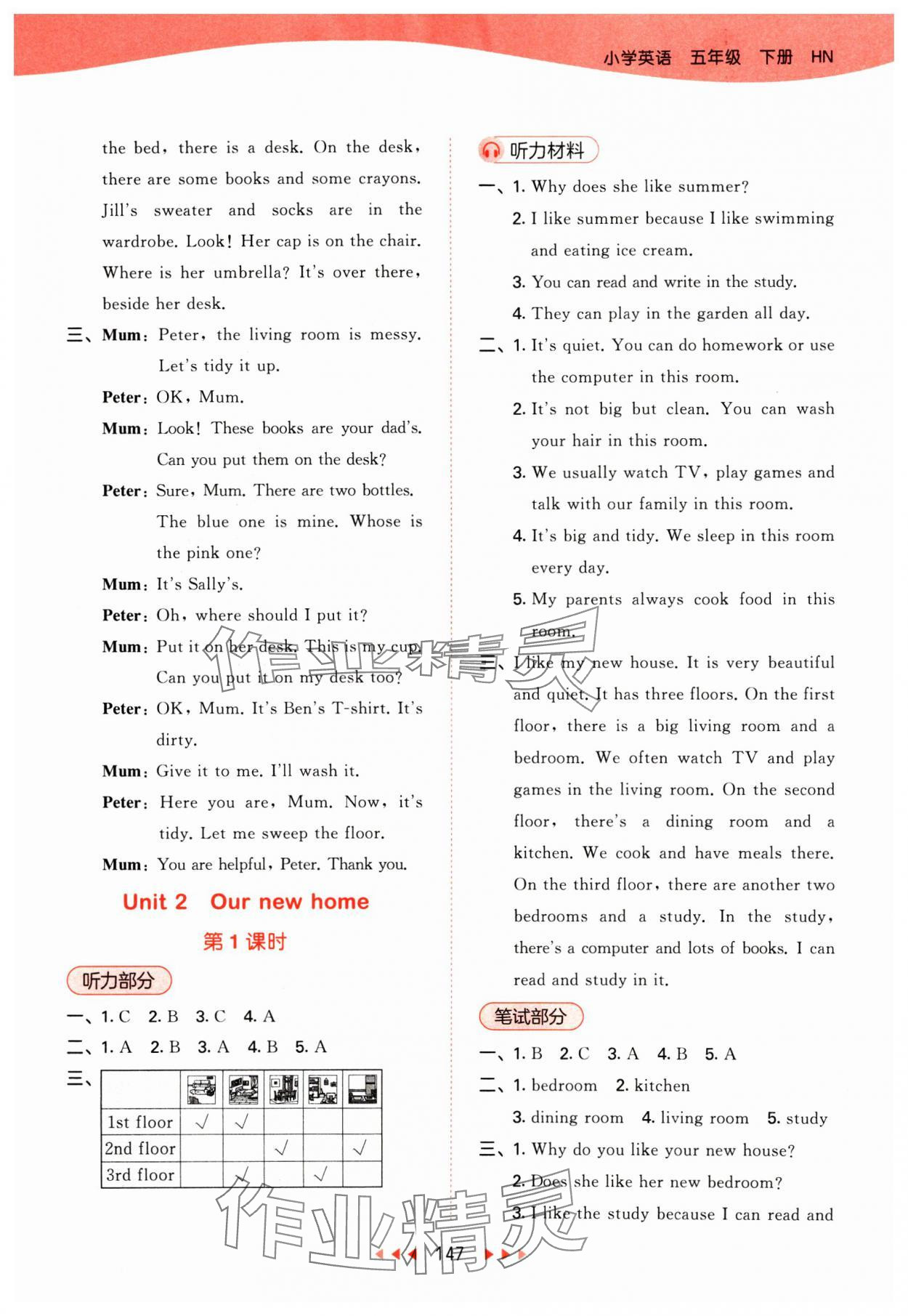 2025年53天天練五年級英語下冊滬教版 參考答案第3頁