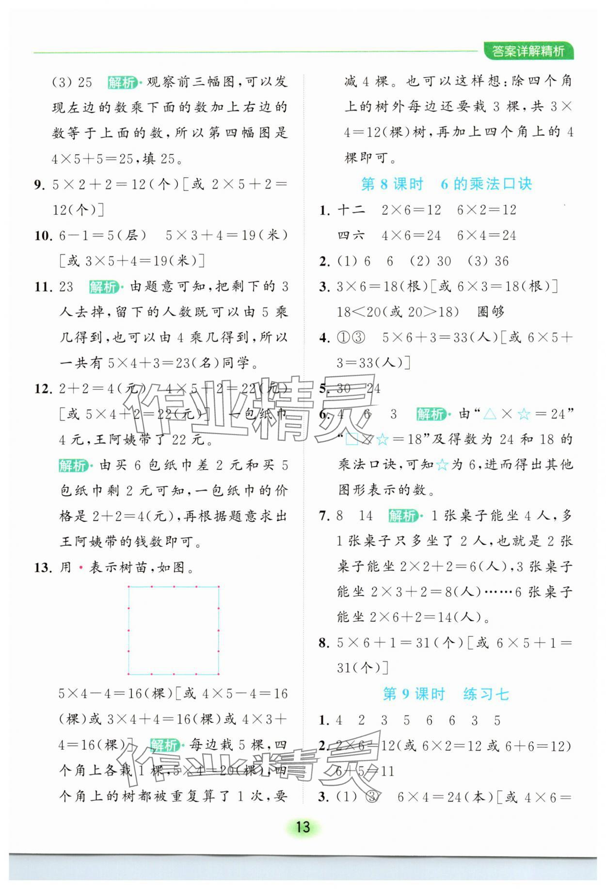 2023年亮點(diǎn)給力全優(yōu)練霸二年級(jí)數(shù)學(xué)上冊(cè)蘇教版 參考答案第13頁(yè)