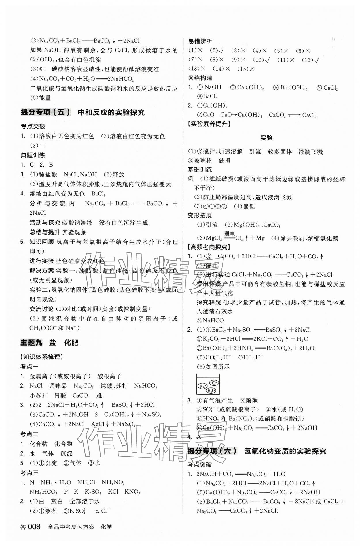 2024年全品中考復(fù)習(xí)方案化學(xué)人教版 參考答案第7頁