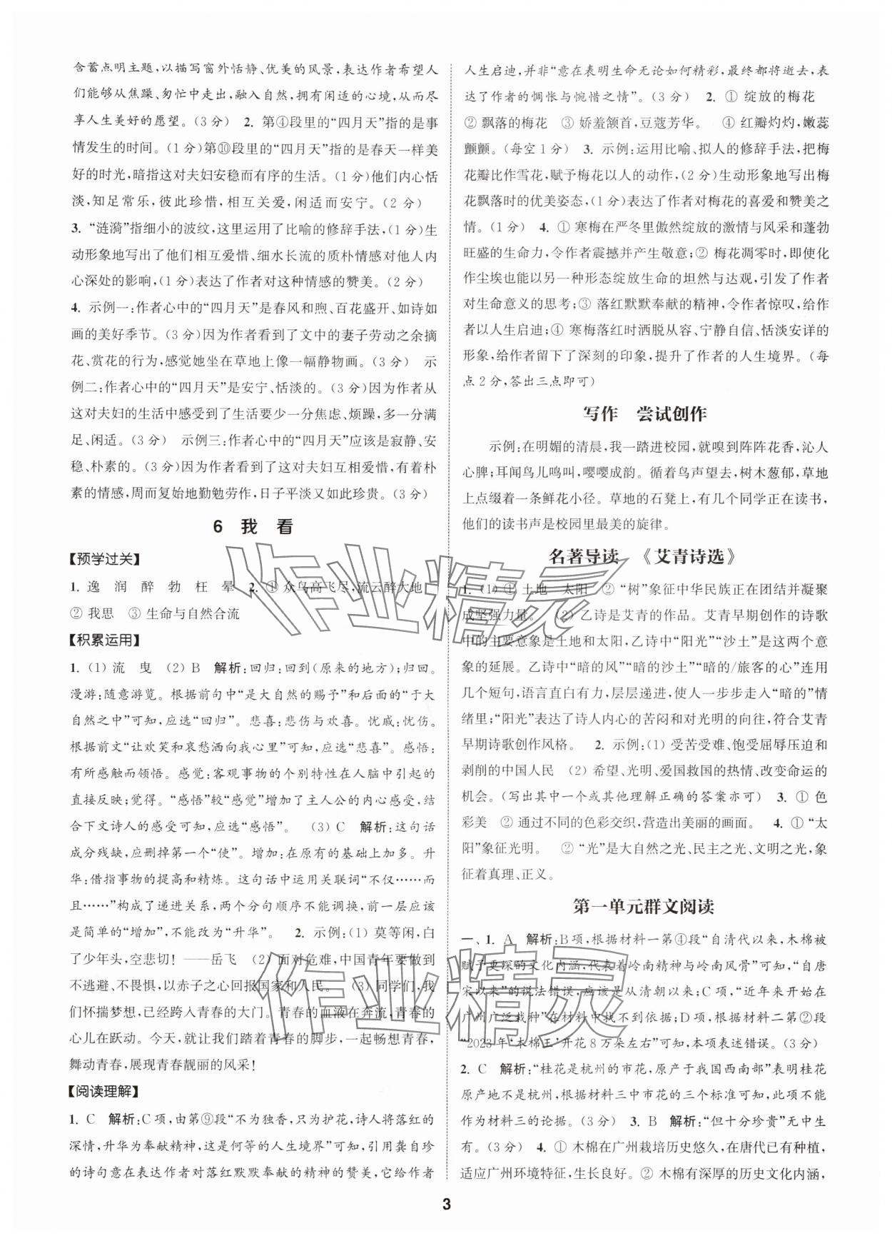 2025年通成学典课时作业本九年级语文上册人教版广州专版 第3页