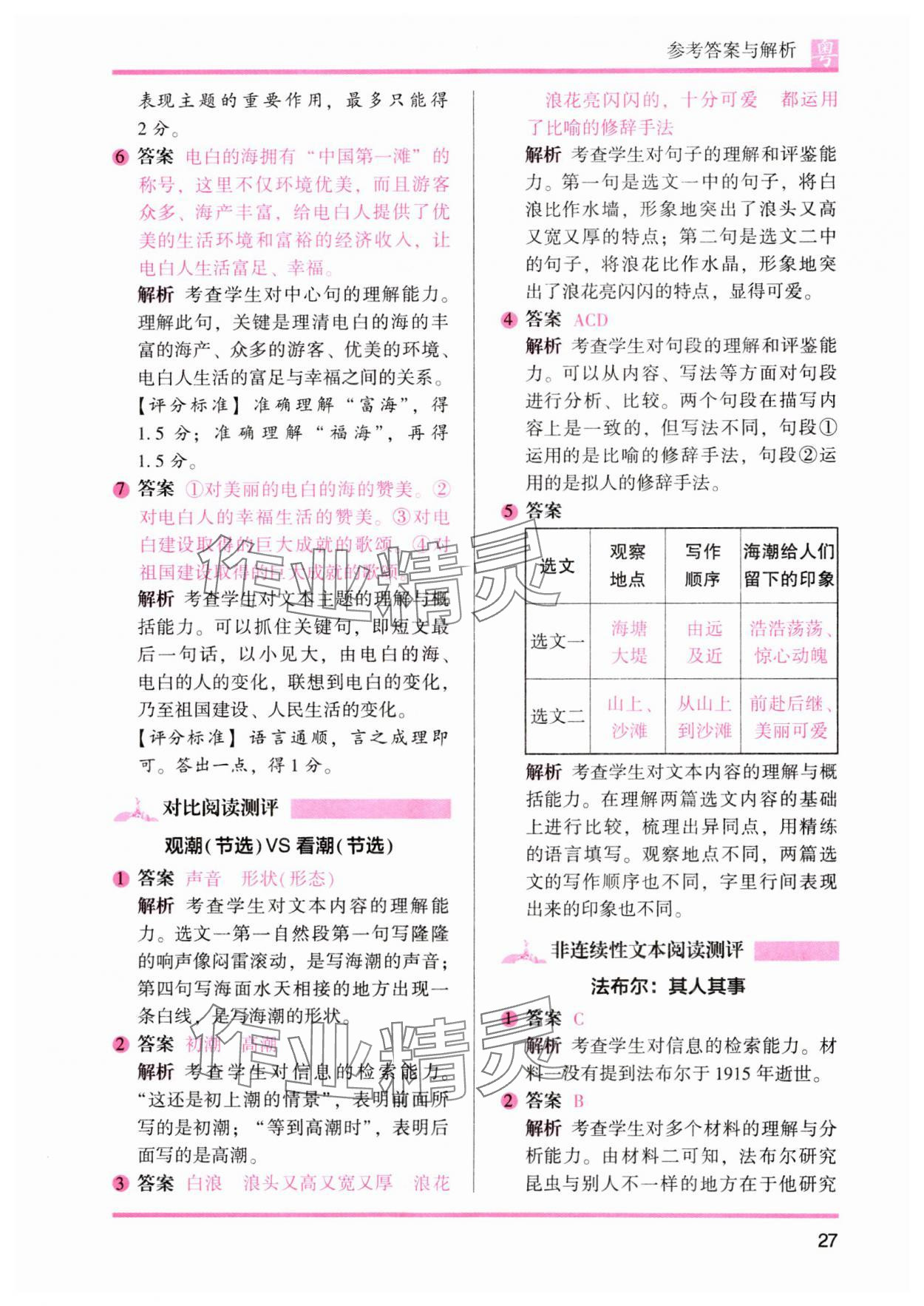 2023年木頭馬閱讀力測評小學(xué)語文四年級人教版培優(yōu)篇A版廣東專版 參考答案第13頁