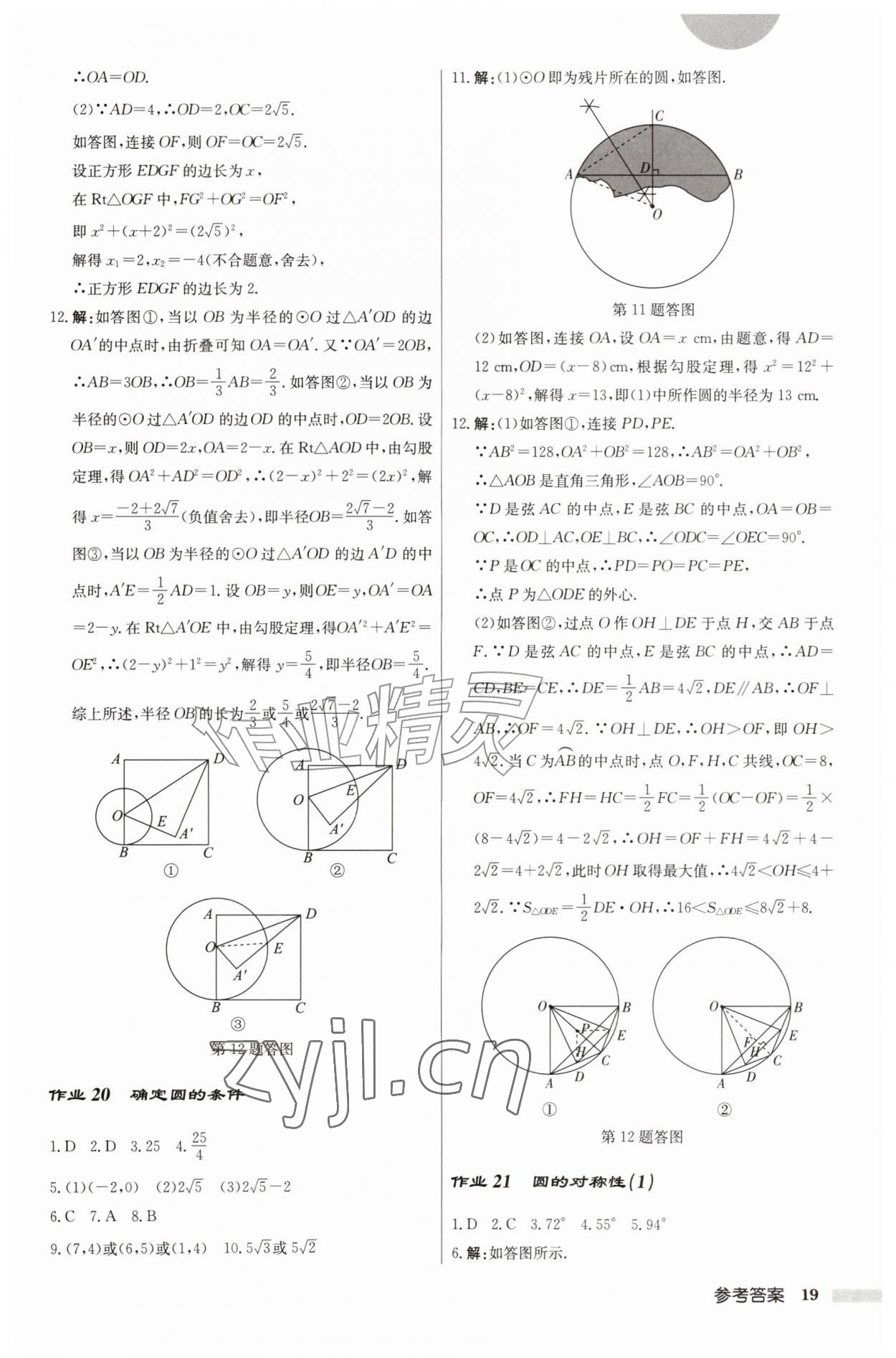 2026年启东中学作业本九年级数学上册苏科版&nbsp;第19页