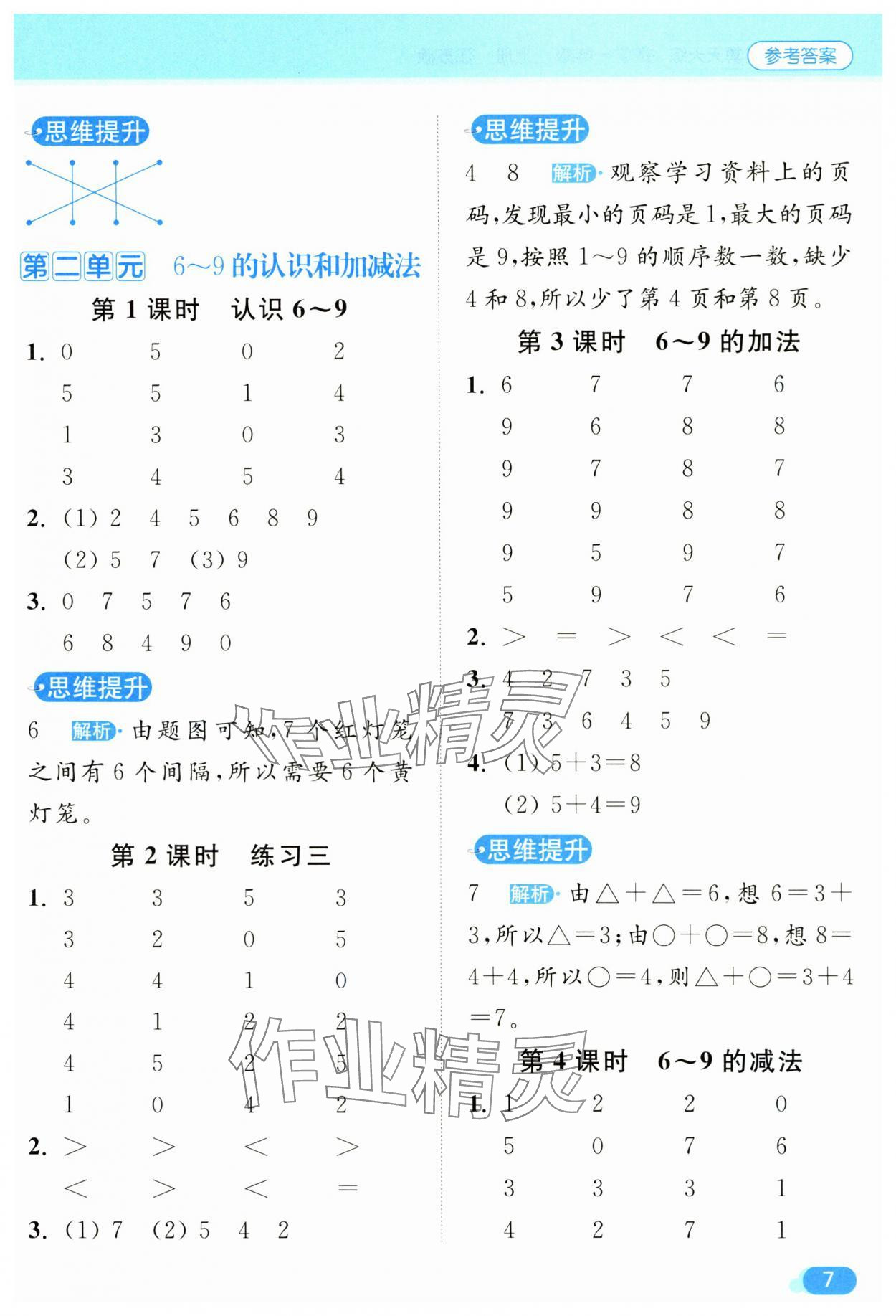 2024年亮點給力計算天天練一年級數(shù)學(xué)上冊蘇教版 第7頁