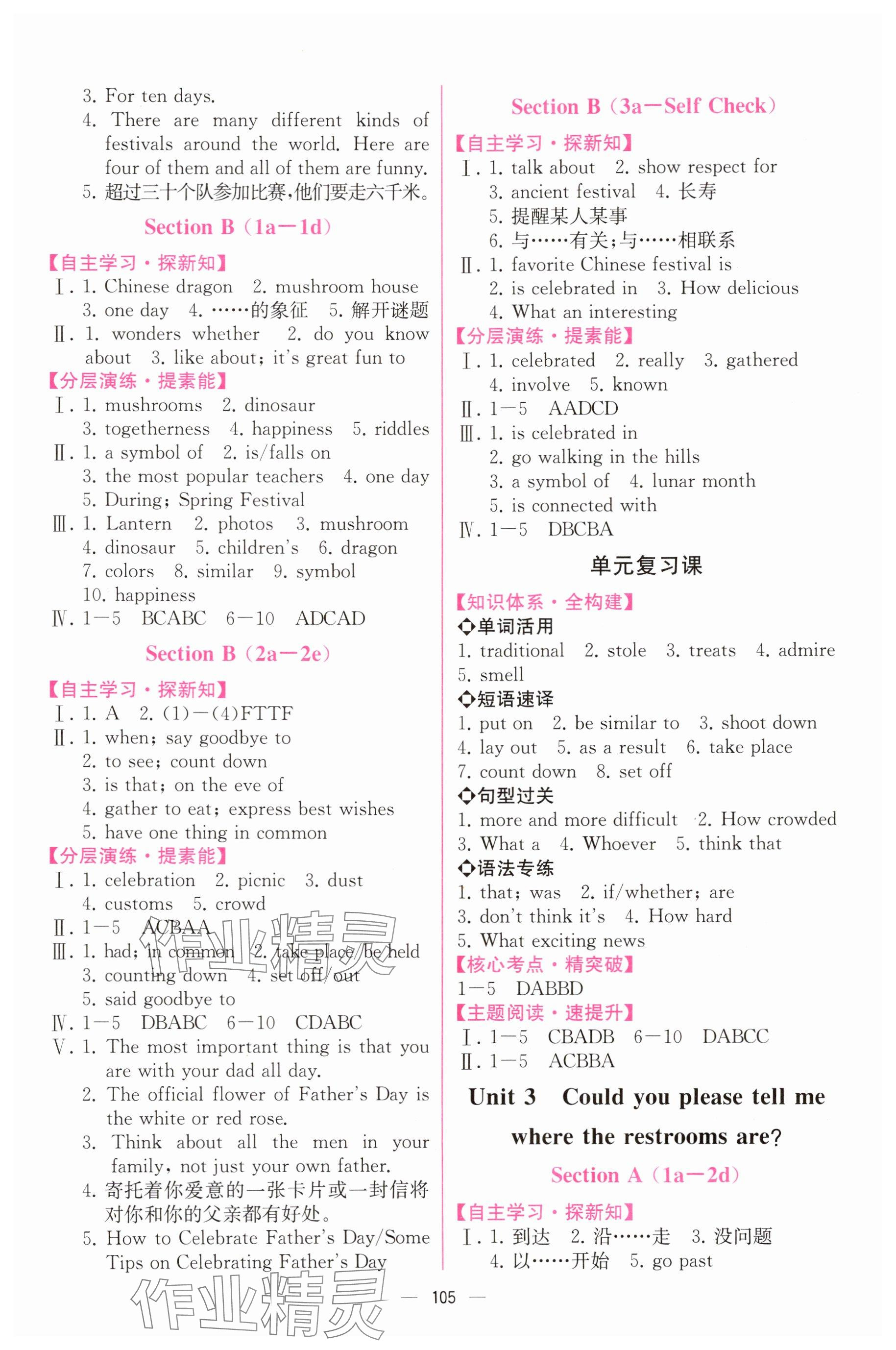2025年同步導學案課時練九年級英語全一冊人教版河南專版 參考答案第3頁