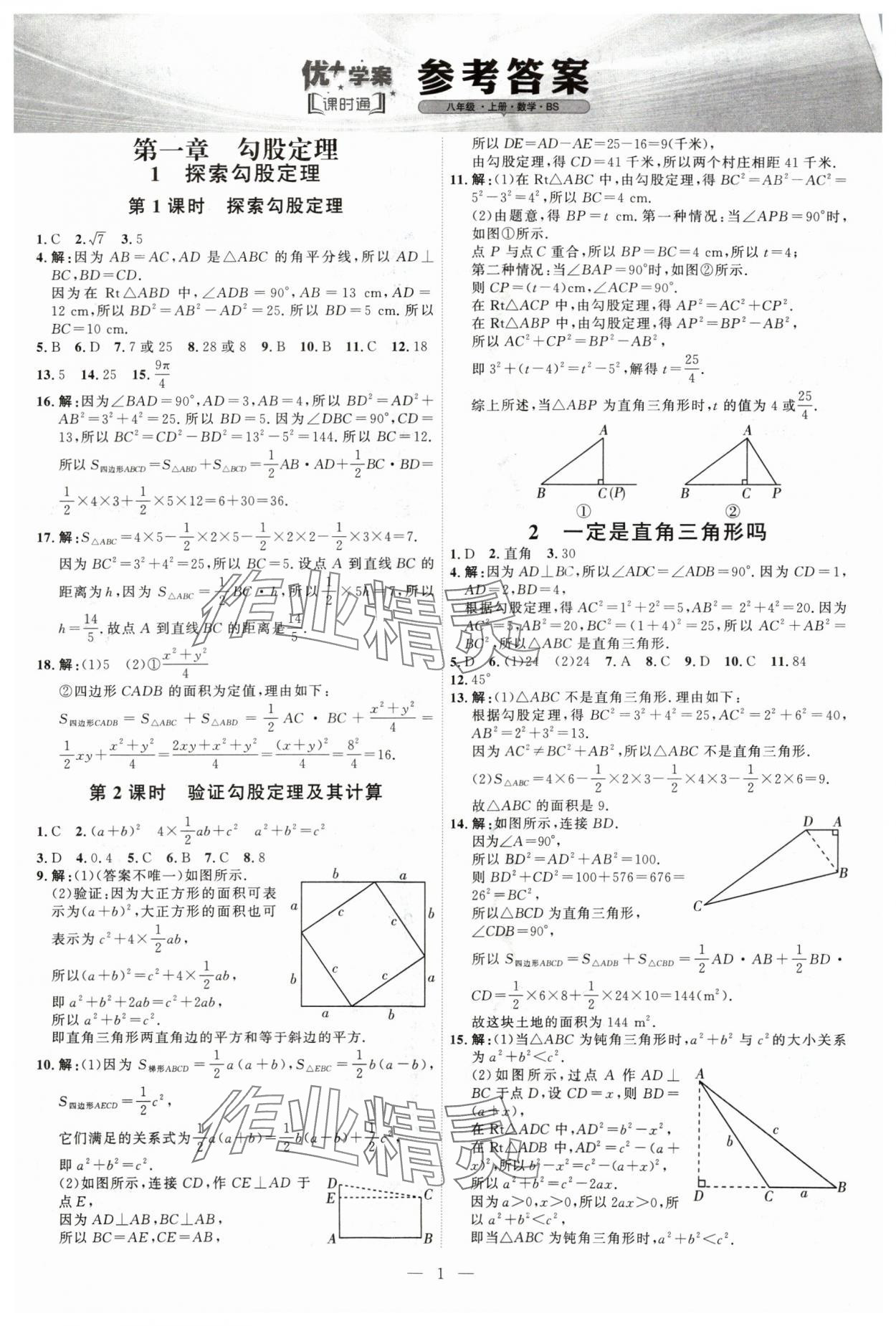 2024年優(yōu)加學(xué)案課時(shí)通八年級(jí)數(shù)學(xué)上冊(cè)北師大版 第1頁(yè)