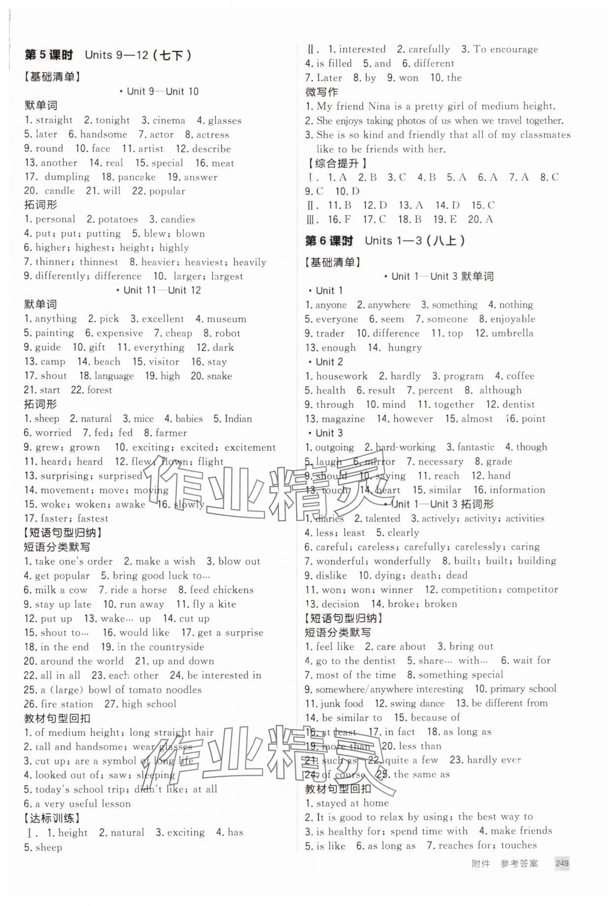 2025年初中總復(fù)習(xí)手冊(cè)北京出版社九年級(jí)英語全一冊(cè)人教版 參考答案第4頁