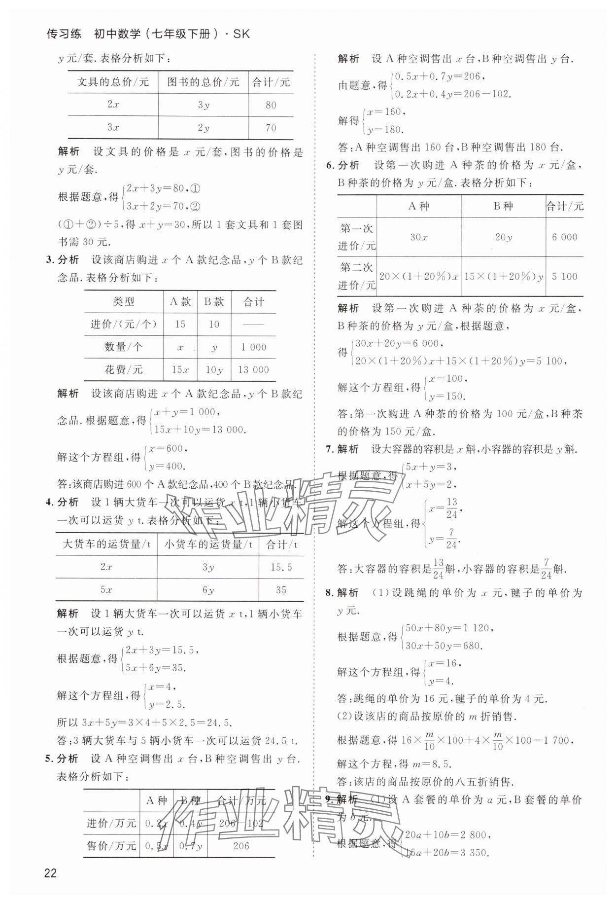 2025年傳習(xí)練七年級數(shù)學(xué)下冊蘇科版 第22頁