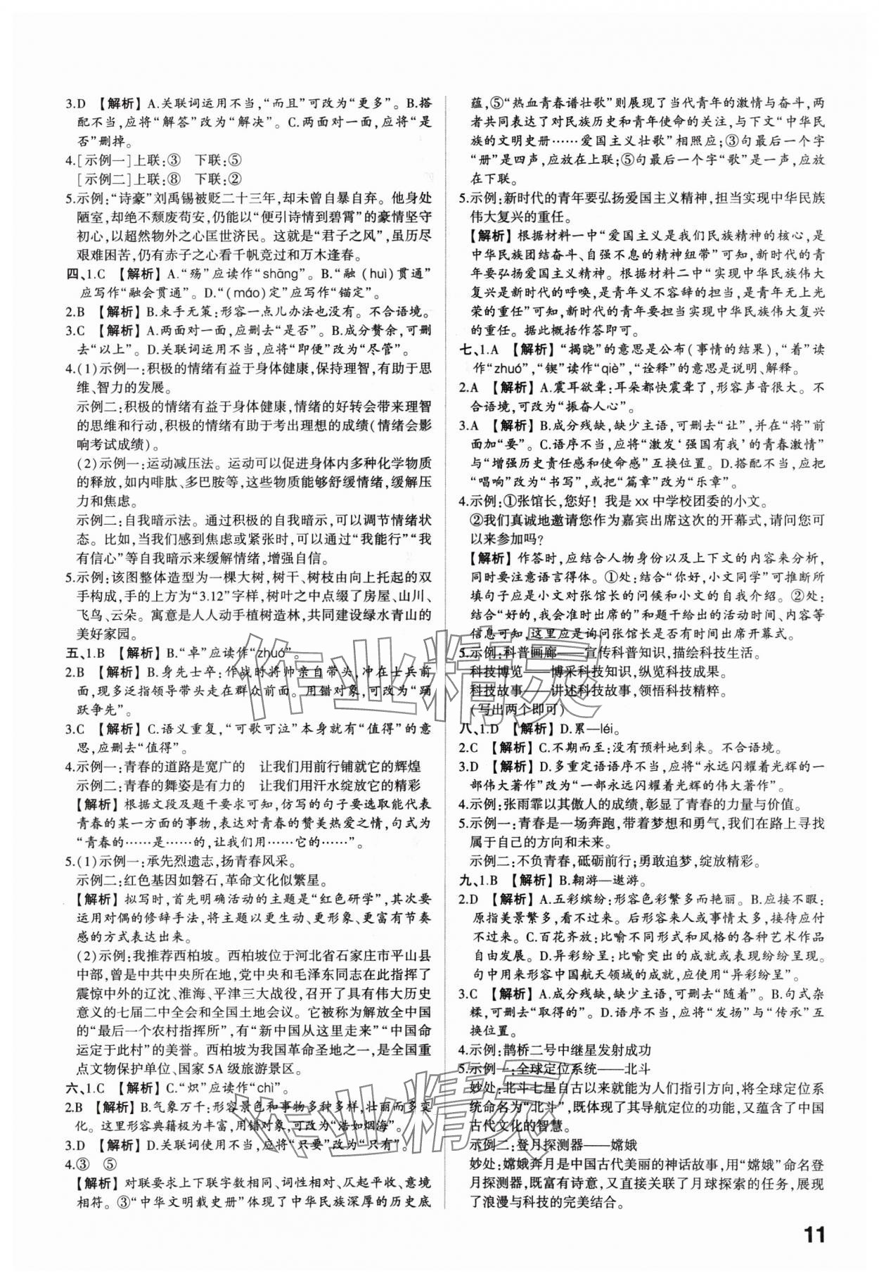 2025年学考传奇语文中考济南专版 参考答案第10页