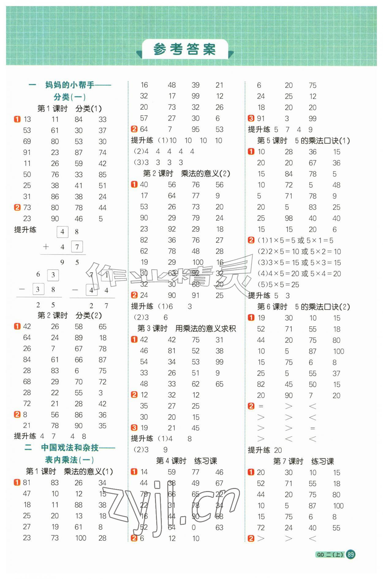 2026年阳光同学计算小达人二年级数学上册青岛版&nbsp;第1页