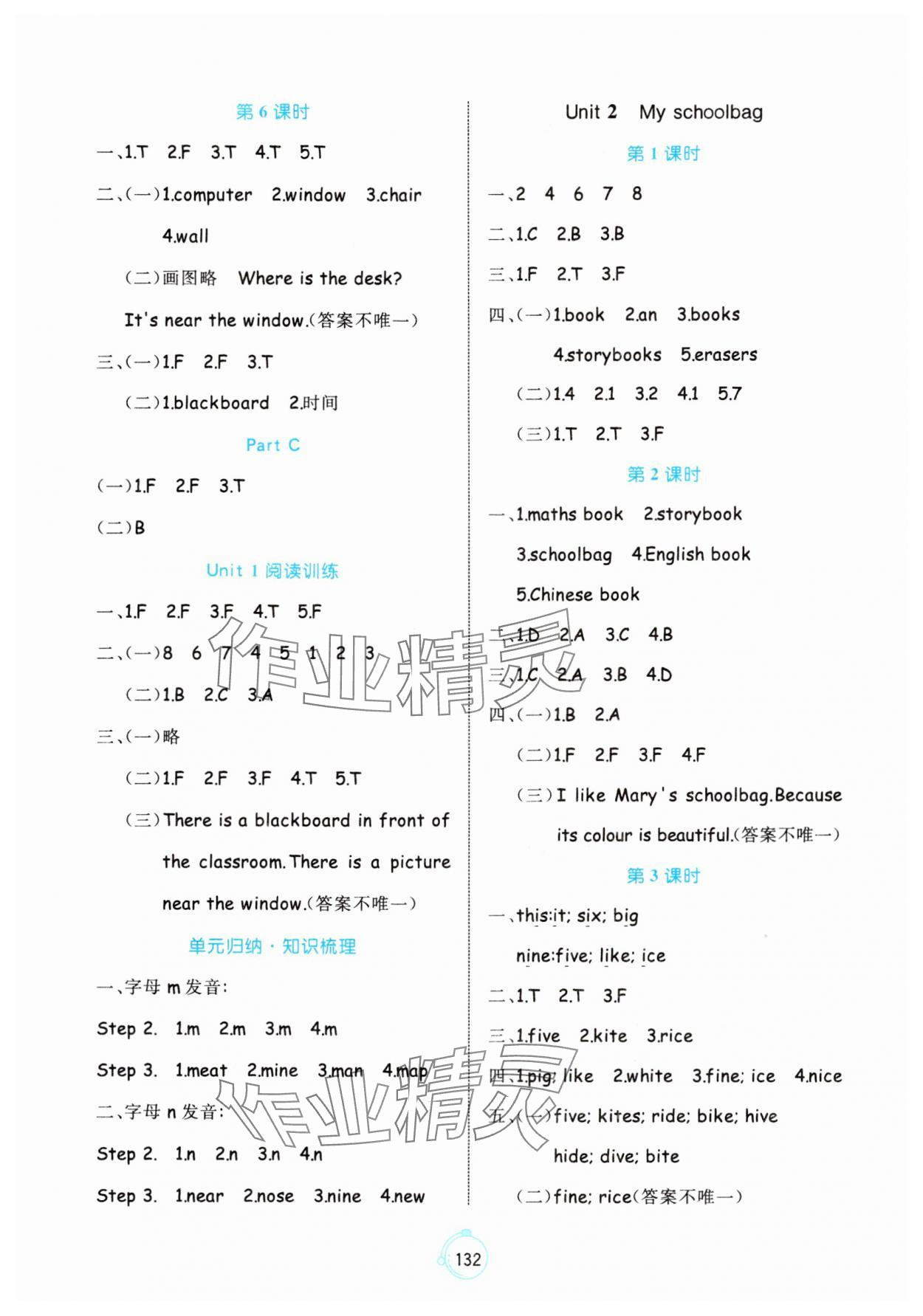 2024年黃岡名師天天練四年級英語上冊人教PEP版 參考答案第2頁