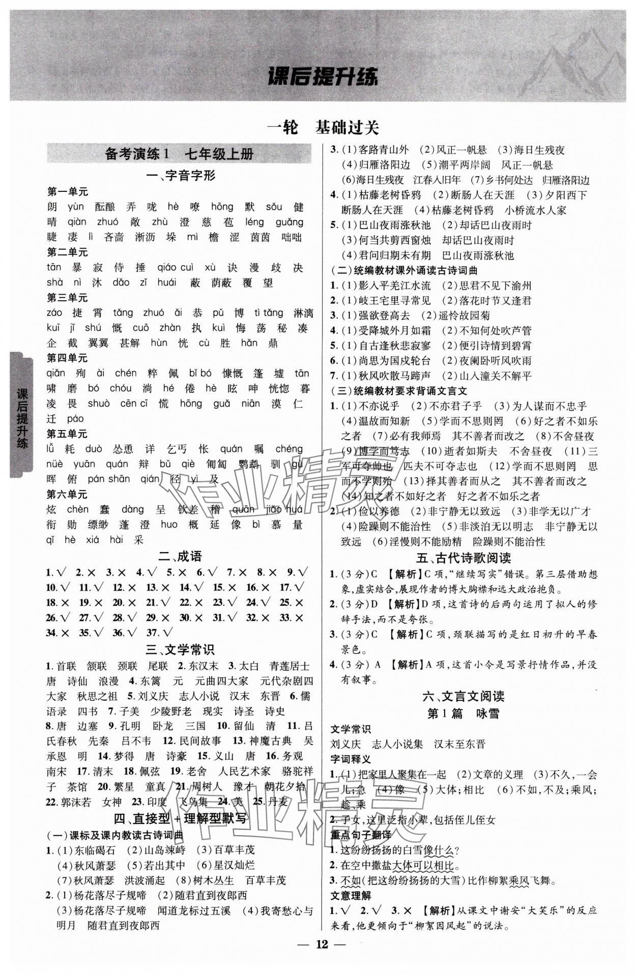 2025年中考新思路语文新疆专版&nbsp;参考答案第11页