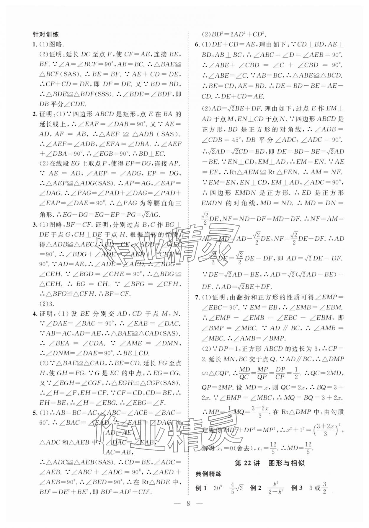 2025年智慧中考数学湖北专版 参考答案第8页