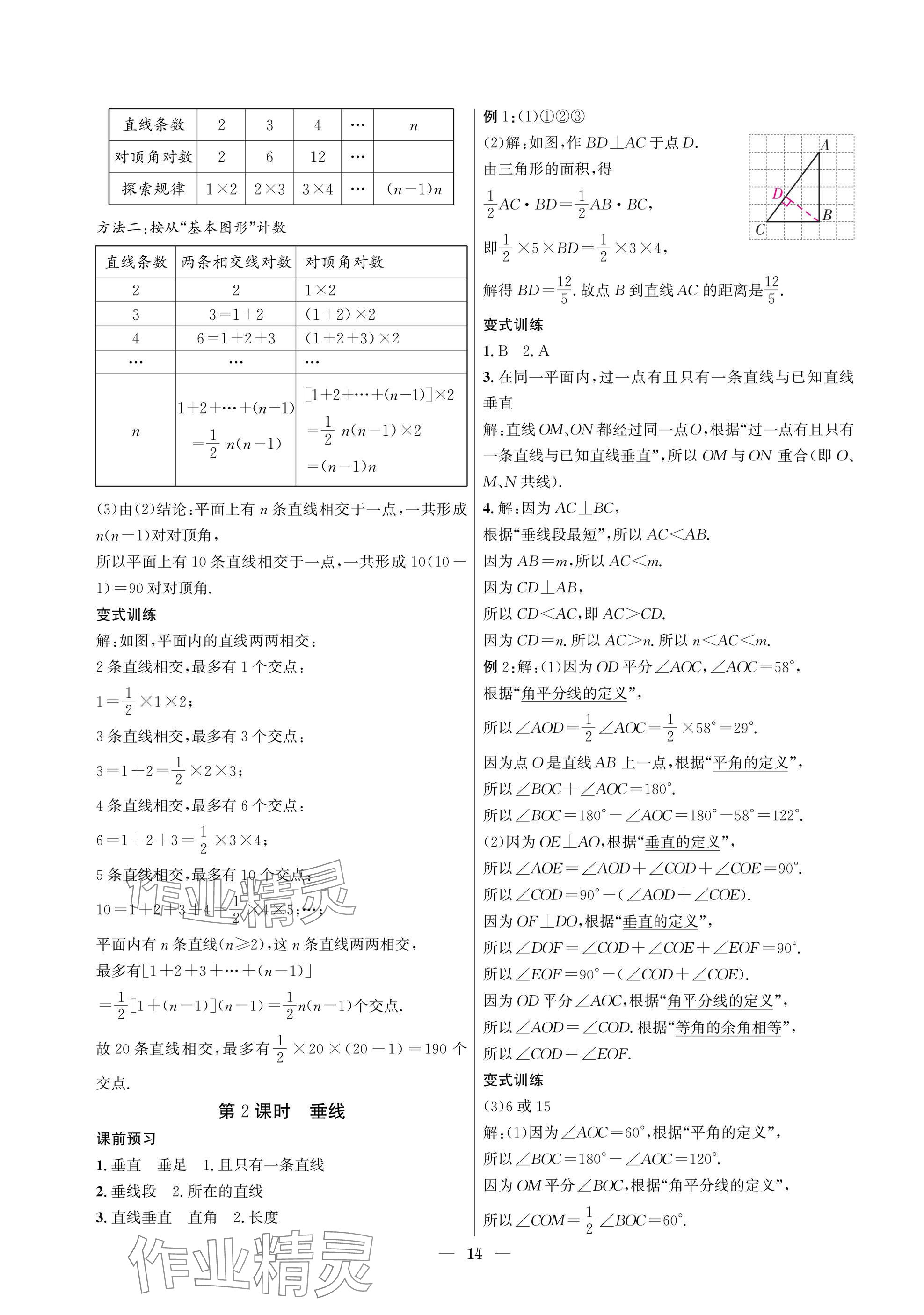 2025年中輔一號(hào)課內(nèi)達(dá)標(biāo)同步學(xué)案七年級(jí)數(shù)學(xué)下冊(cè)北師大版 參考答案第14頁(yè)