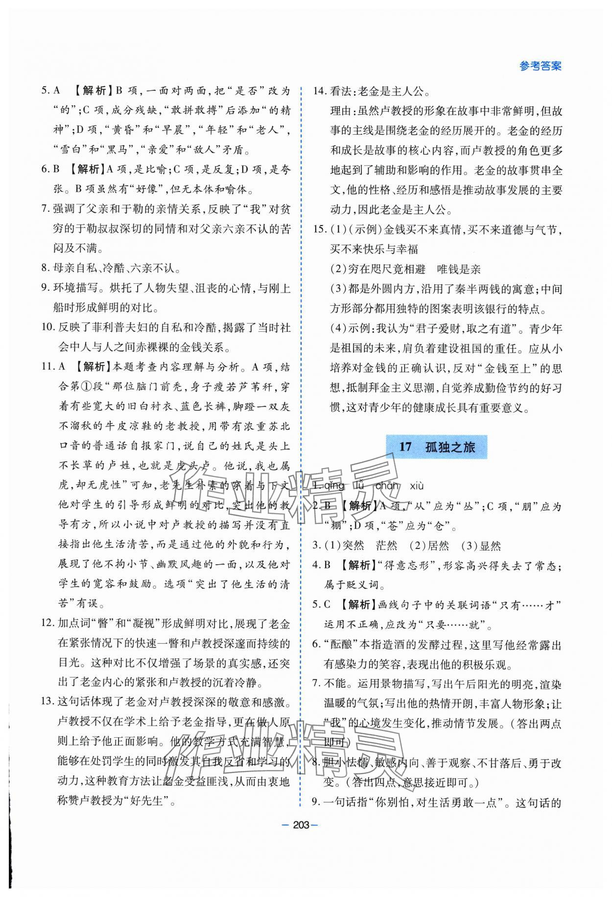 2025年新課堂學(xué)習(xí)與探究九年級(jí)語(yǔ)文全一冊(cè)人教版 第11頁(yè)