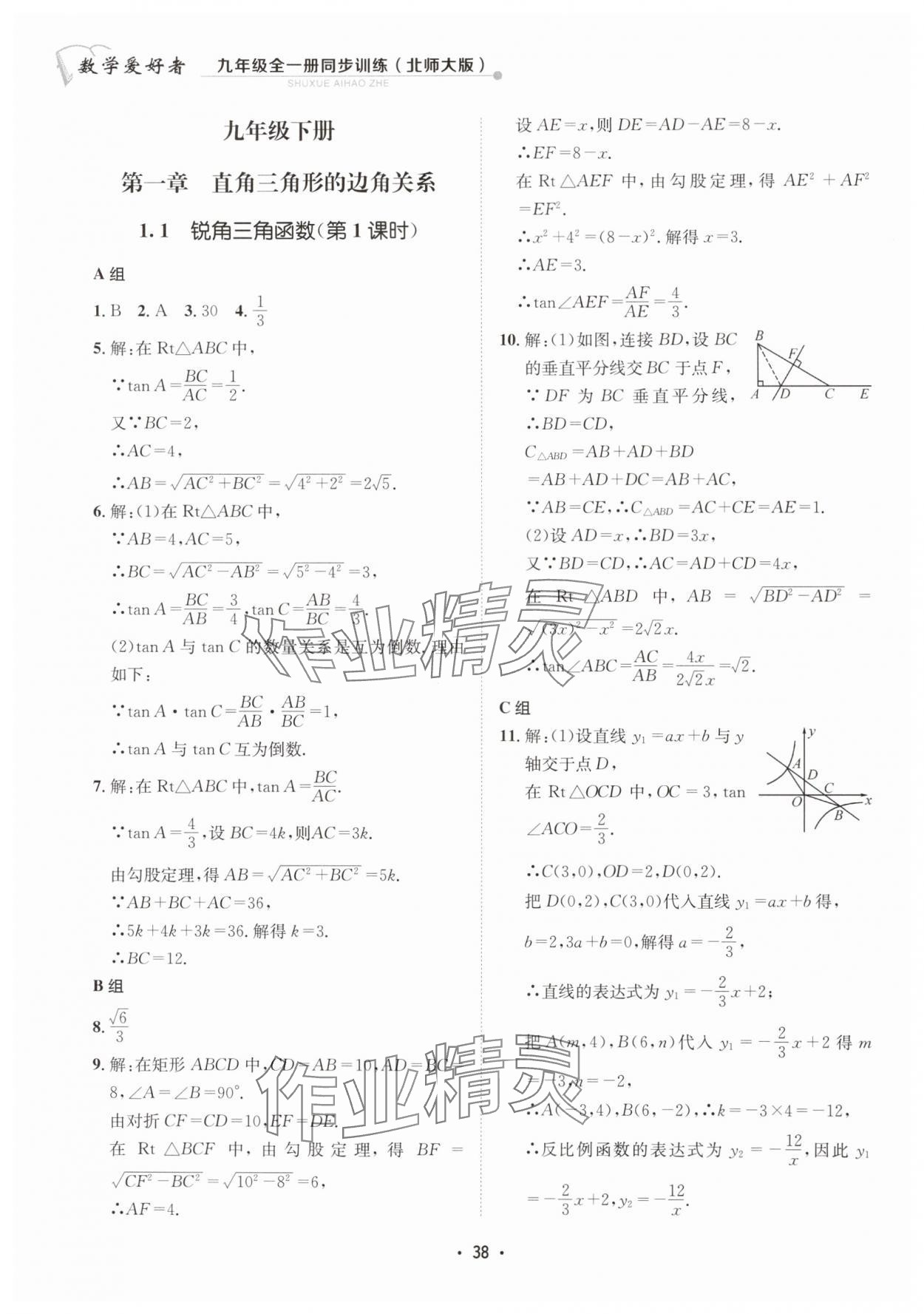 2024年數(shù)學愛好者同步訓練九年級全一冊北師大版 第38頁