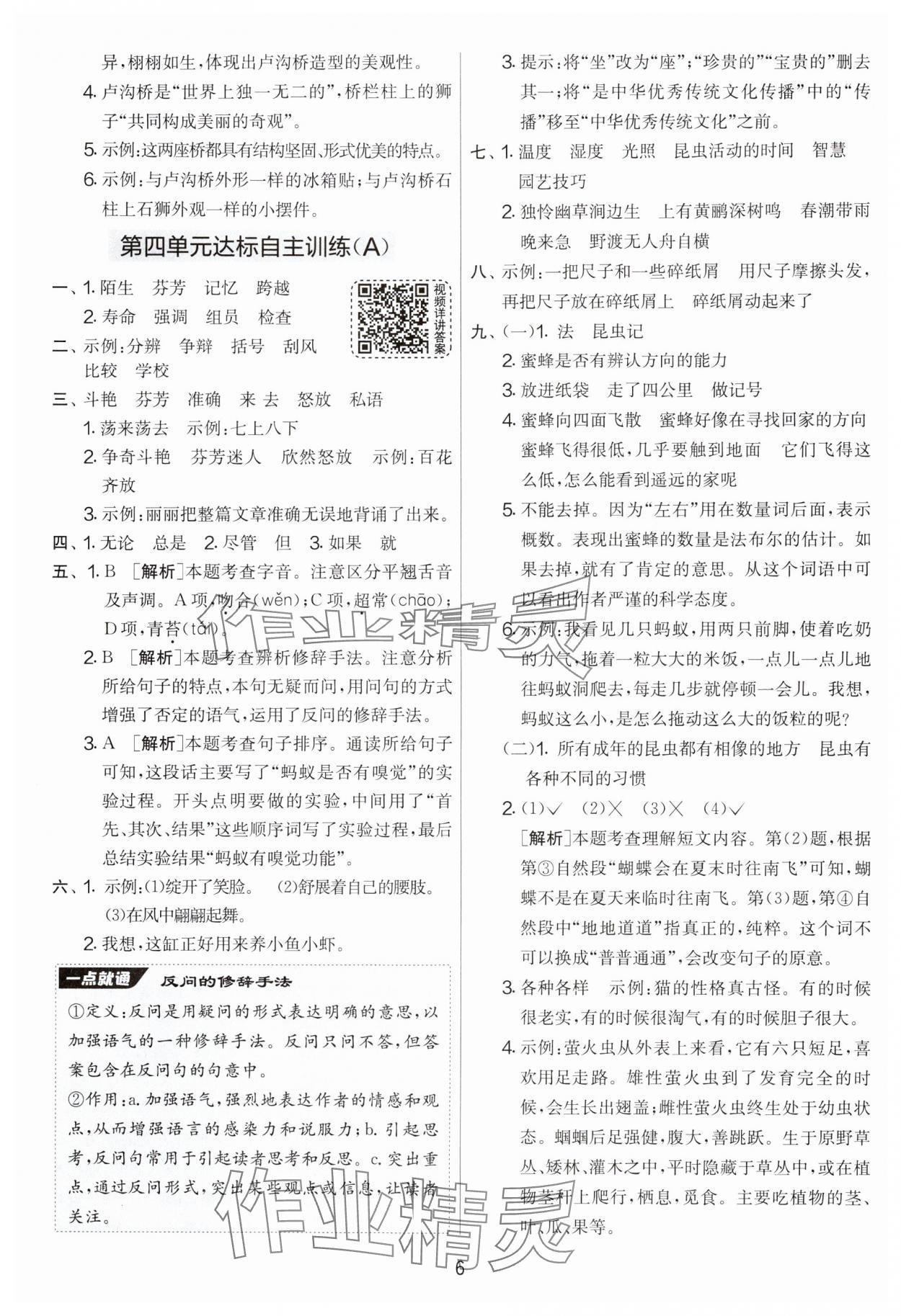 2025年实验班提优大考卷三年级语文下册人教版 参考答案第6页