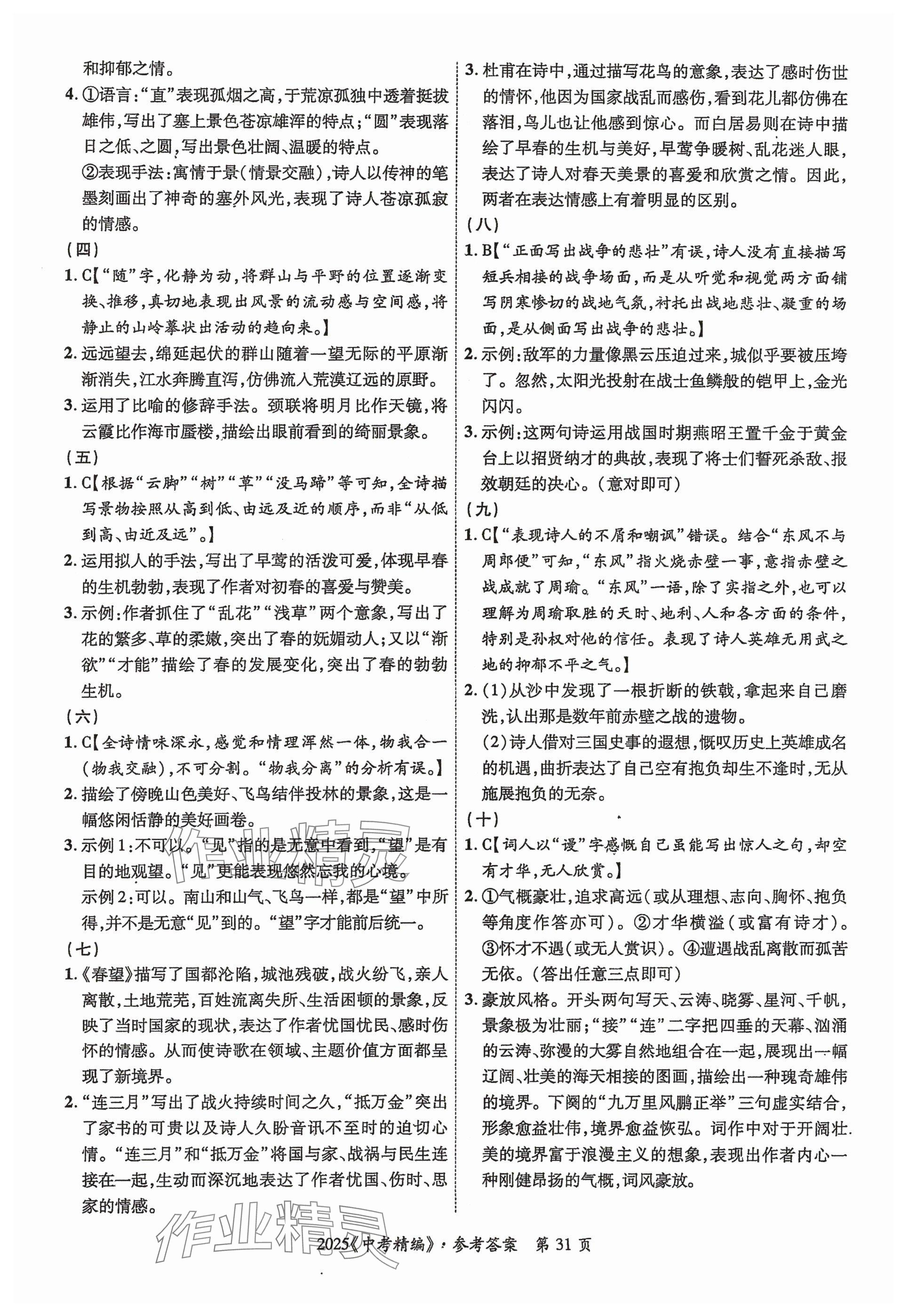 2025年中考精編語文廣東經濟出版社 參考答案第31頁