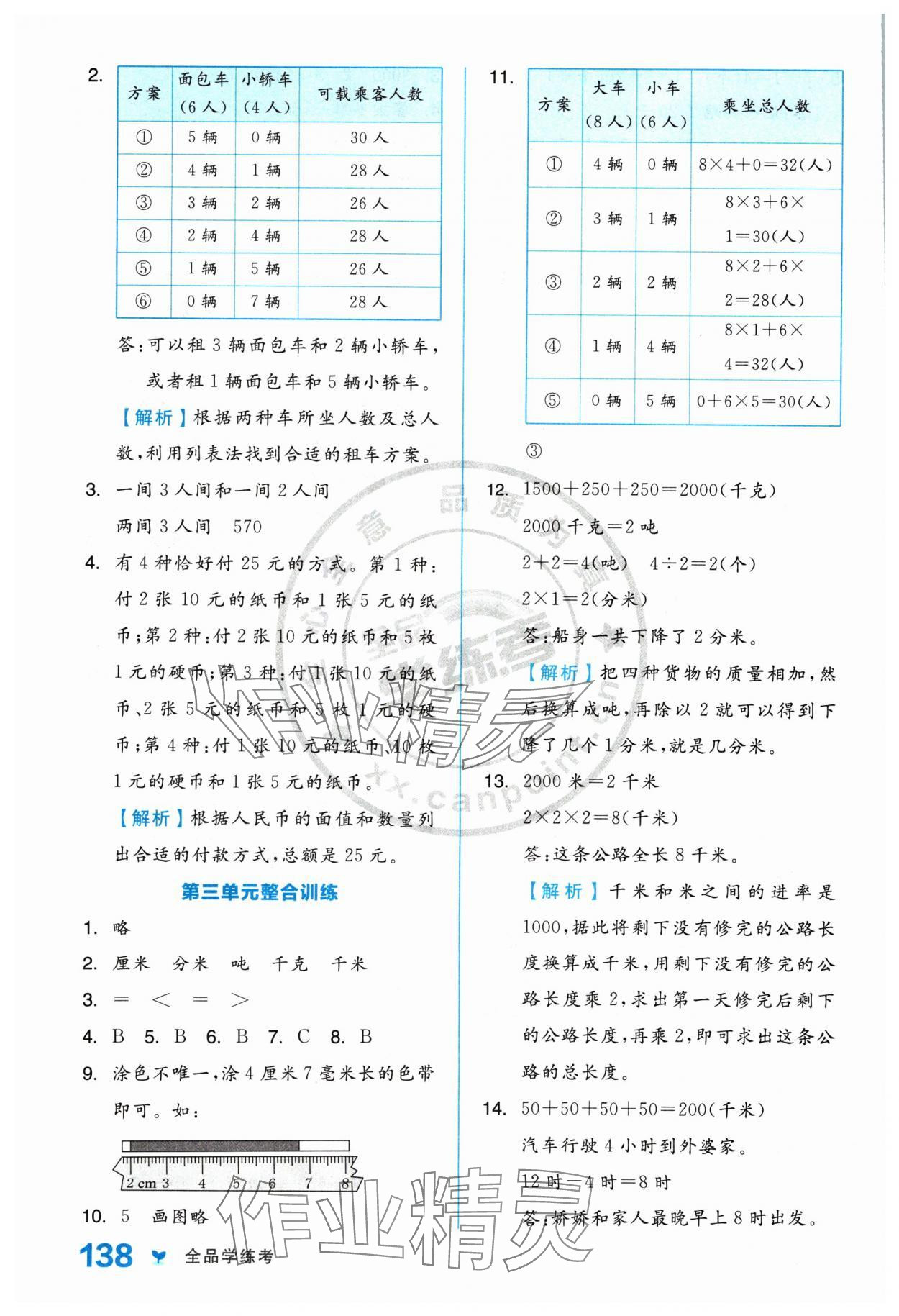 2024年全品學(xué)練考三年級數(shù)學(xué)上冊人教版 參考答案第6頁