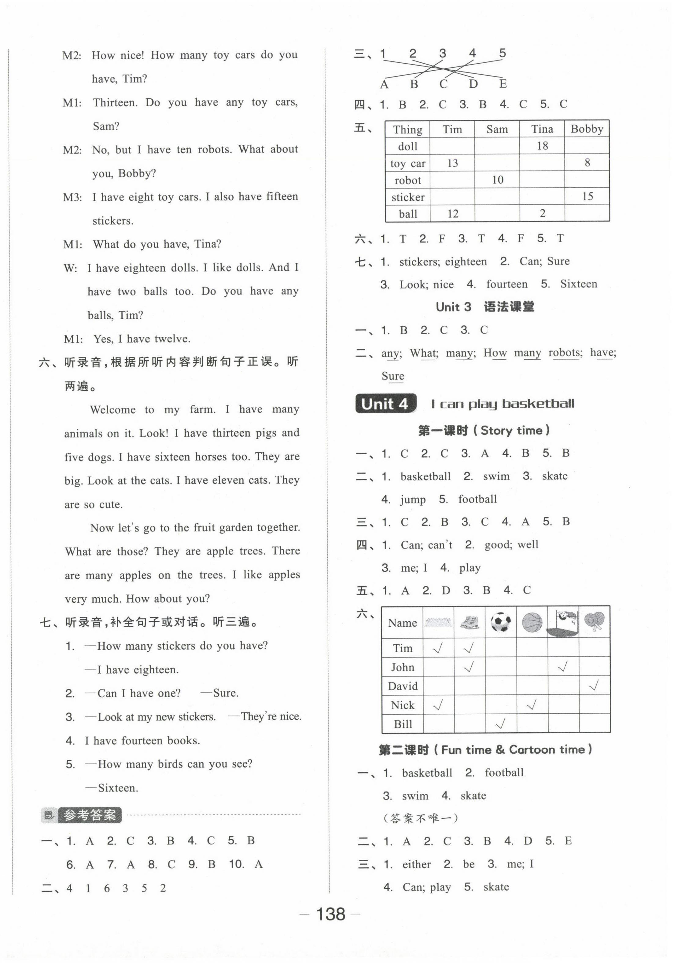 2024年全品學(xué)練考四年級(jí)英語(yǔ)上冊(cè)譯林版 參考答案第6頁(yè)