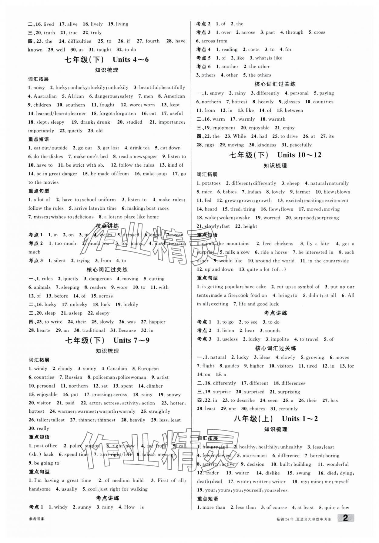 2025年火线100天英语四川专版 参考答案第2页