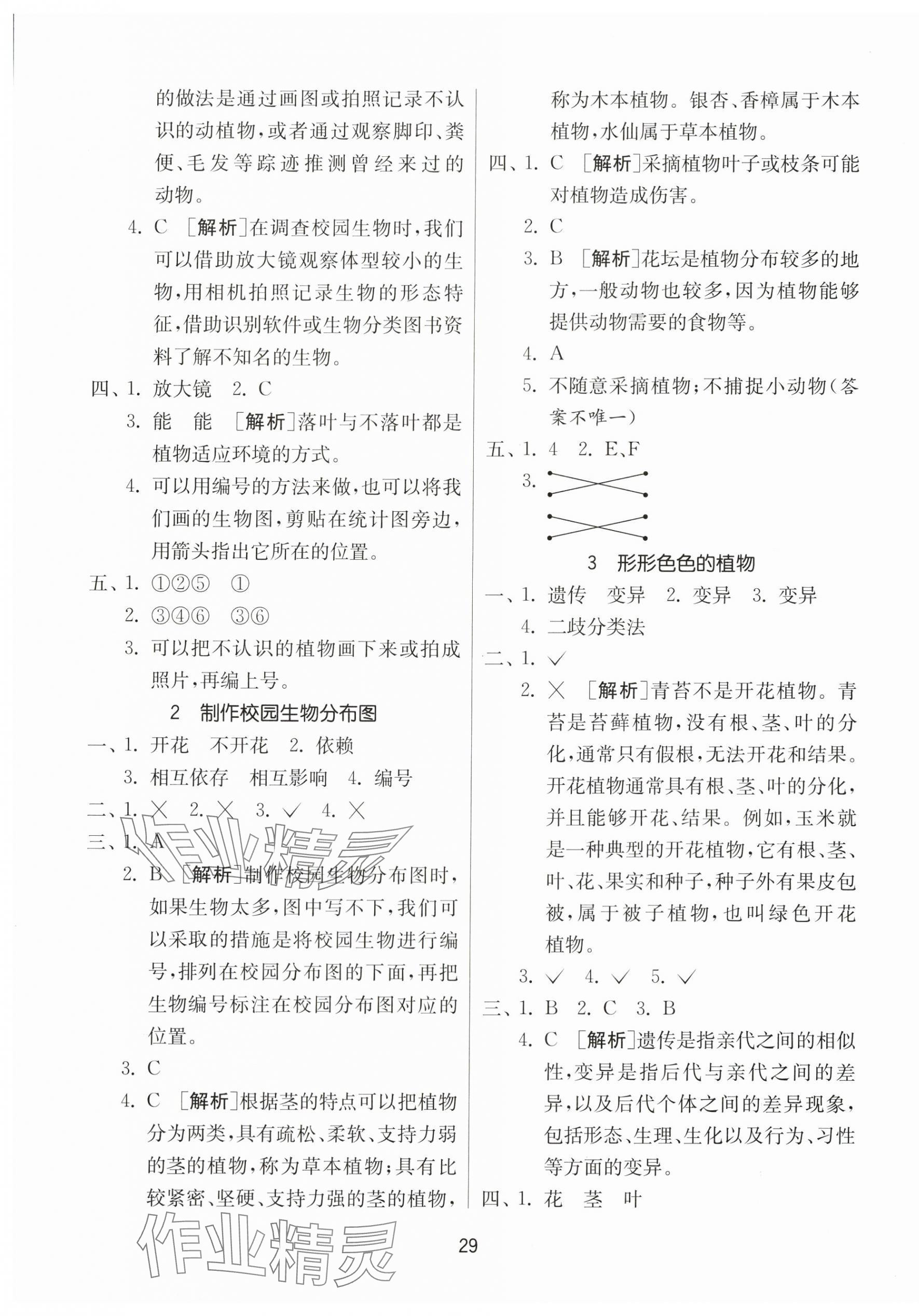 2025年課時訓練江蘇人民出版社六年級科學下冊教科版 參考答案第5頁