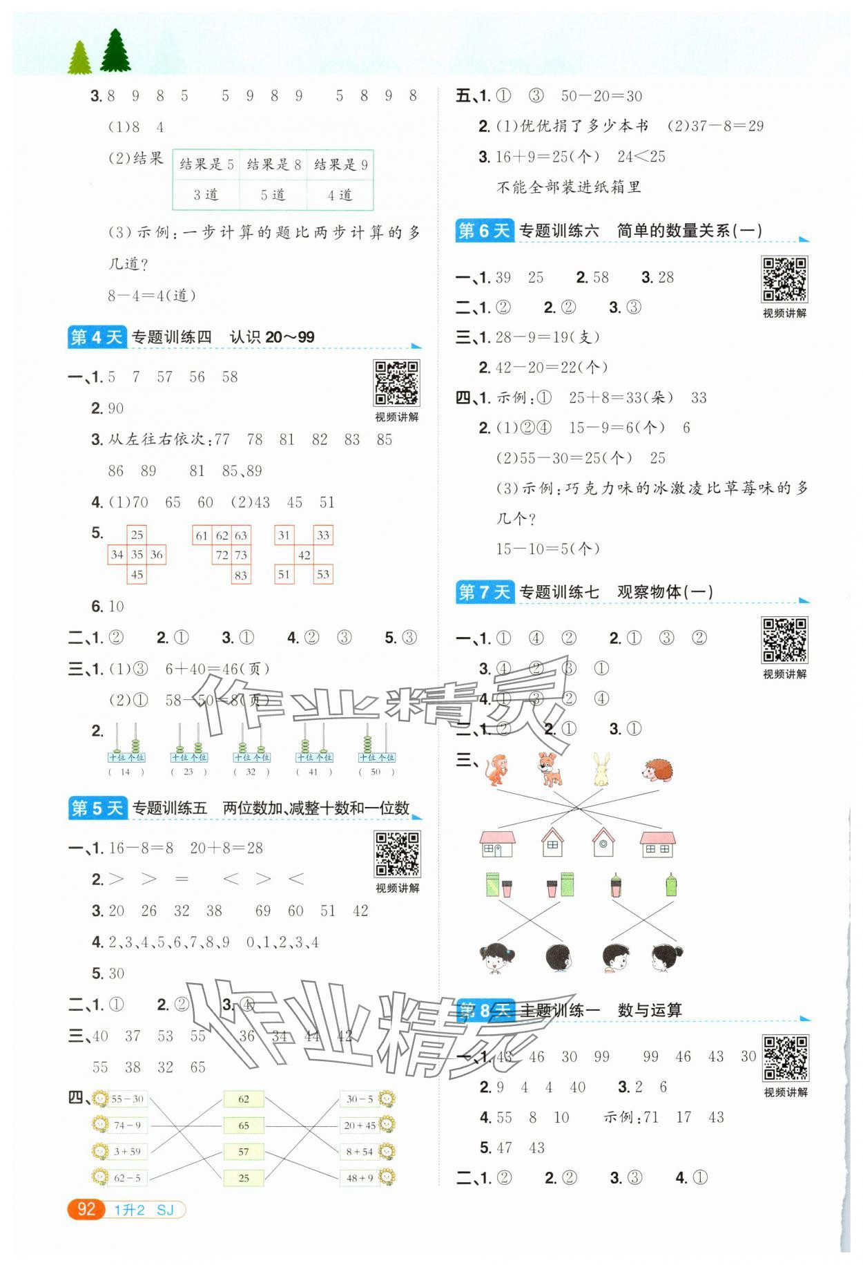 2025年陽光同學暑假銜接一升二年級數學蘇教版 第2頁