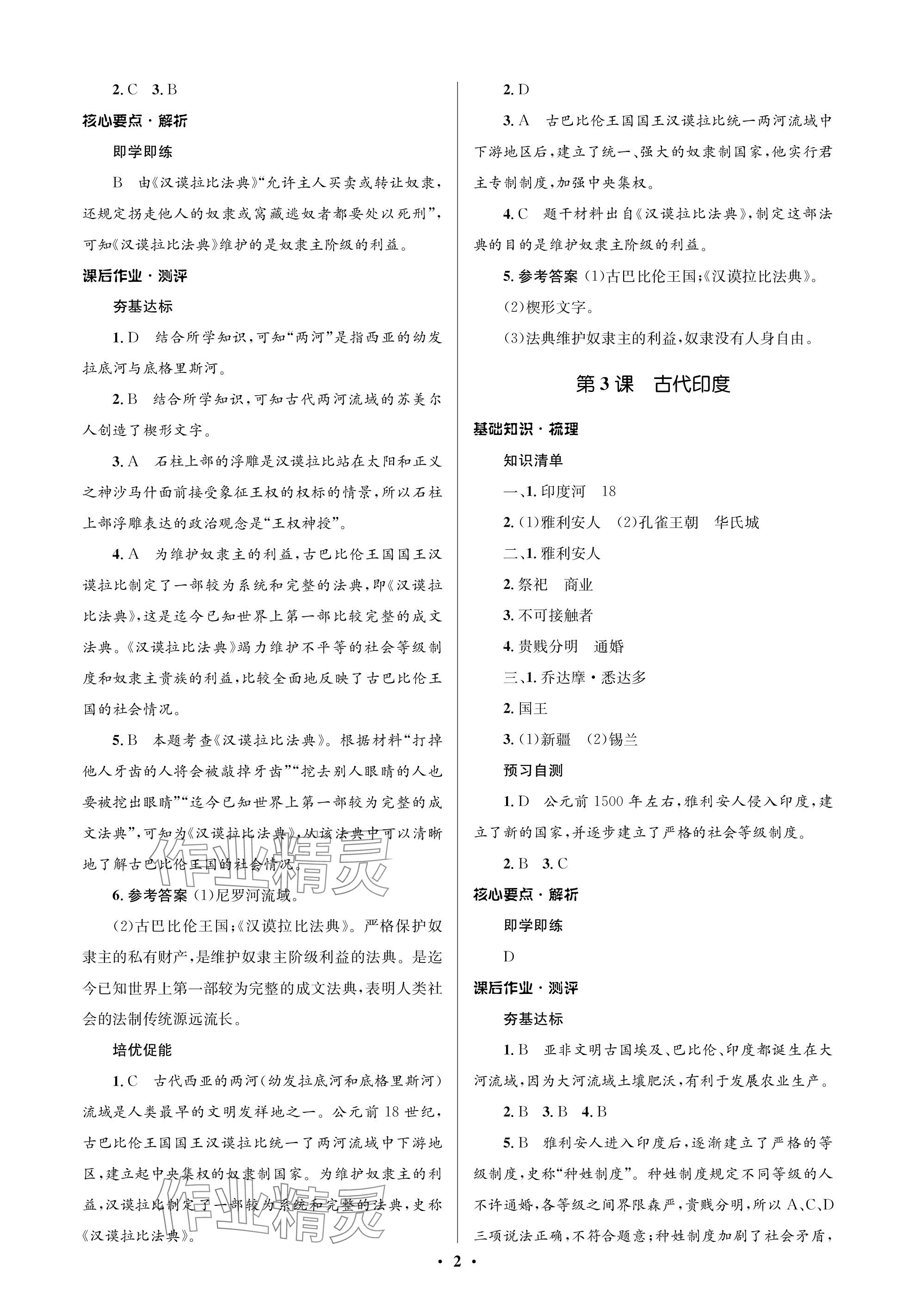 2023年人教金學(xué)典同步解析與測評學(xué)考練九年級歷史上冊人教版江蘇專版 參考答案第2頁