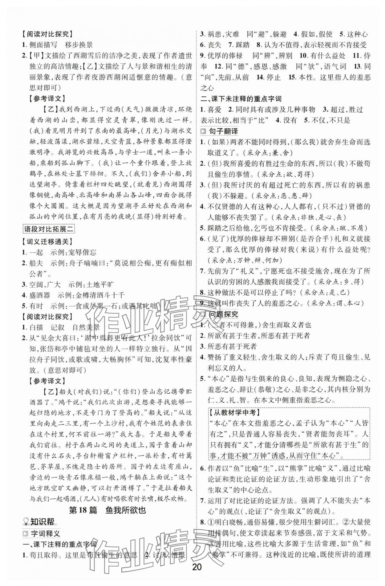 2024年中考帮语文安徽专版 参考答案第19页