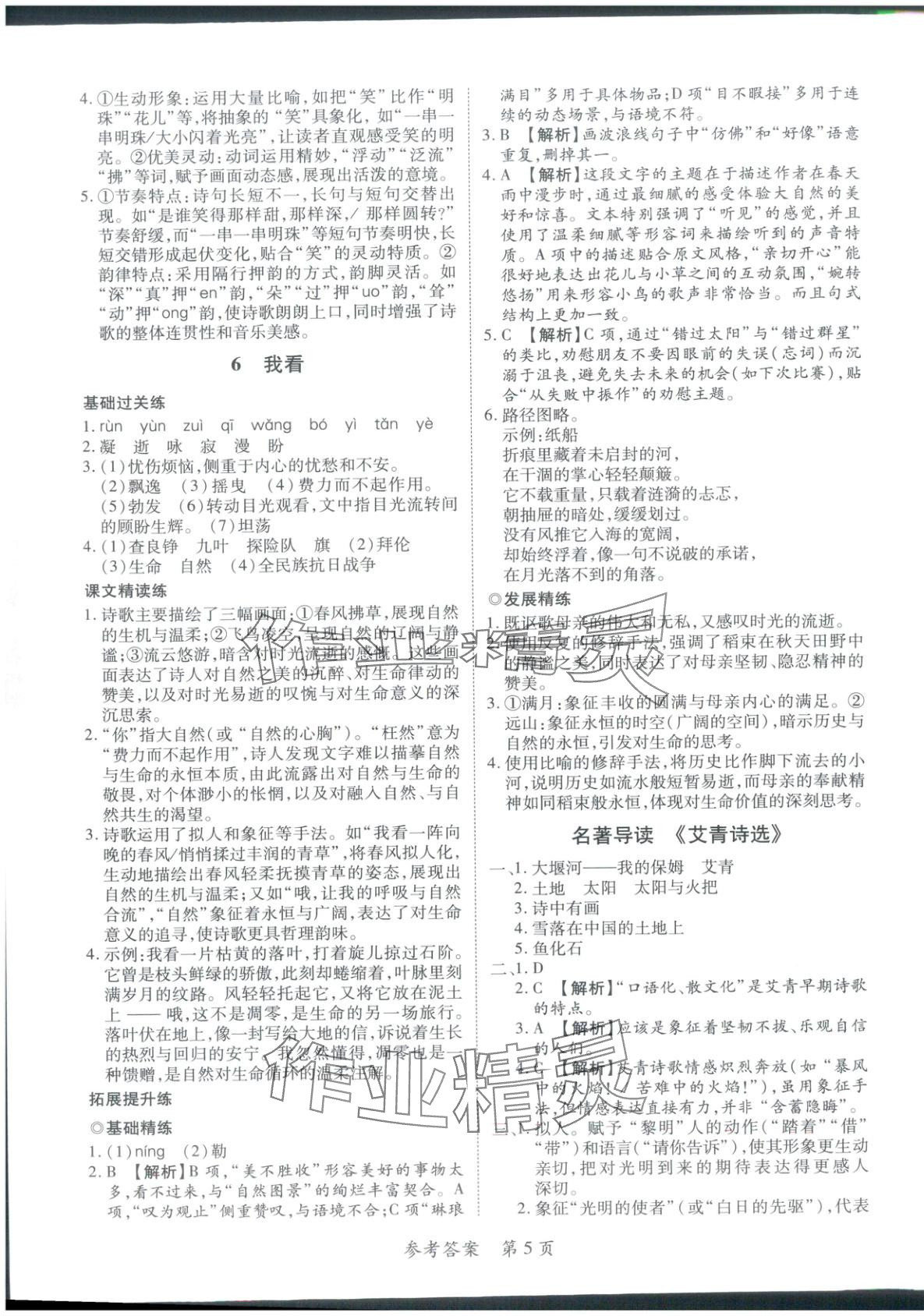 2025年新教材新评估九年级语文全一册人教版&nbsp;第5页