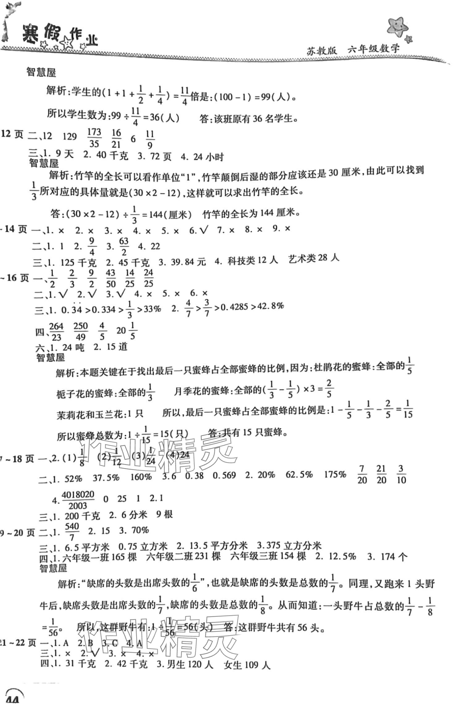 2024年假期园地寒假作业 六年级数学苏教版 第2页