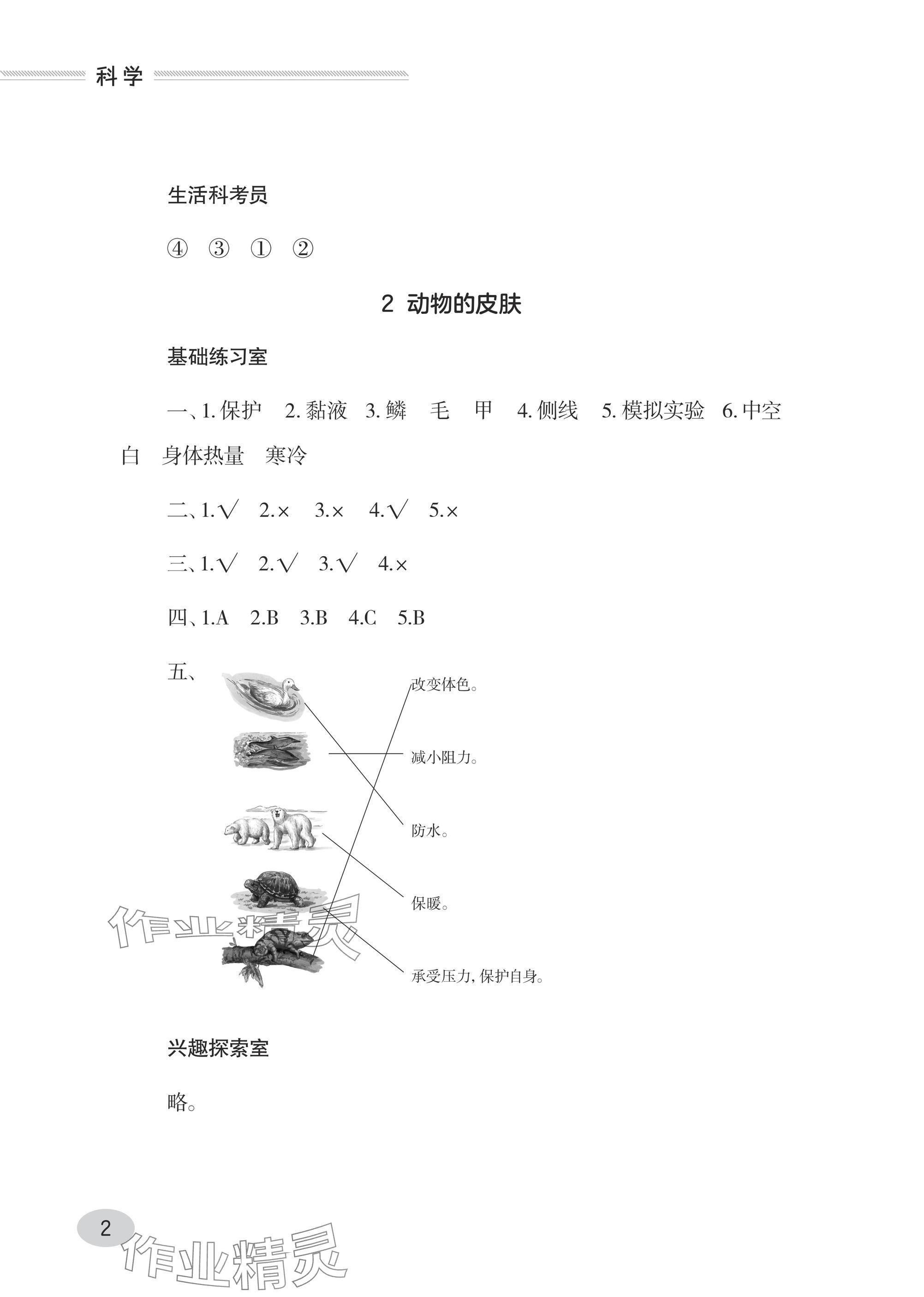 2024年同步練習(xí)冊青島出版社三年級科學(xué)上冊青島版 參考答案第2頁