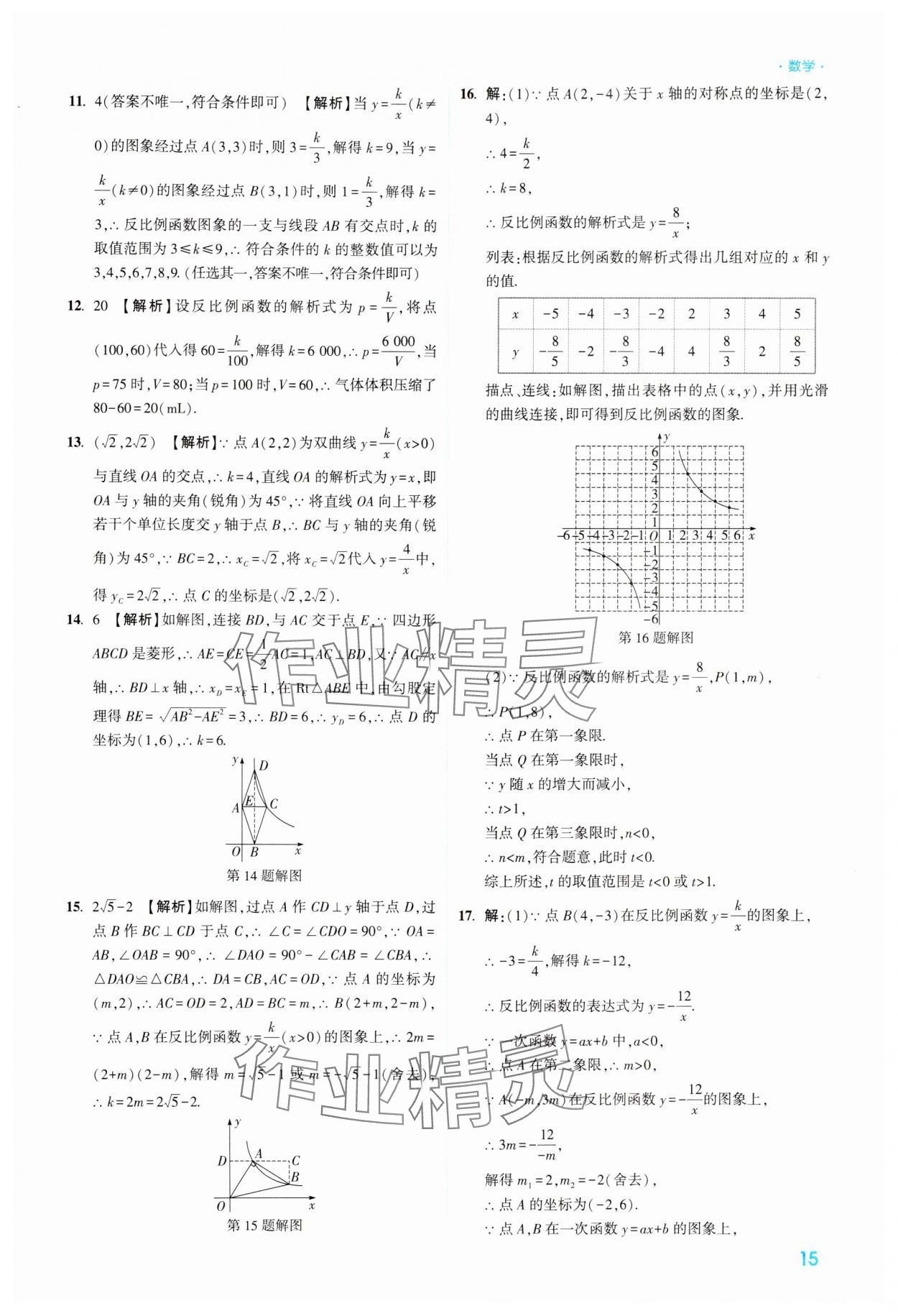 2024年高效复习新疆中考数学 参考答案第15页