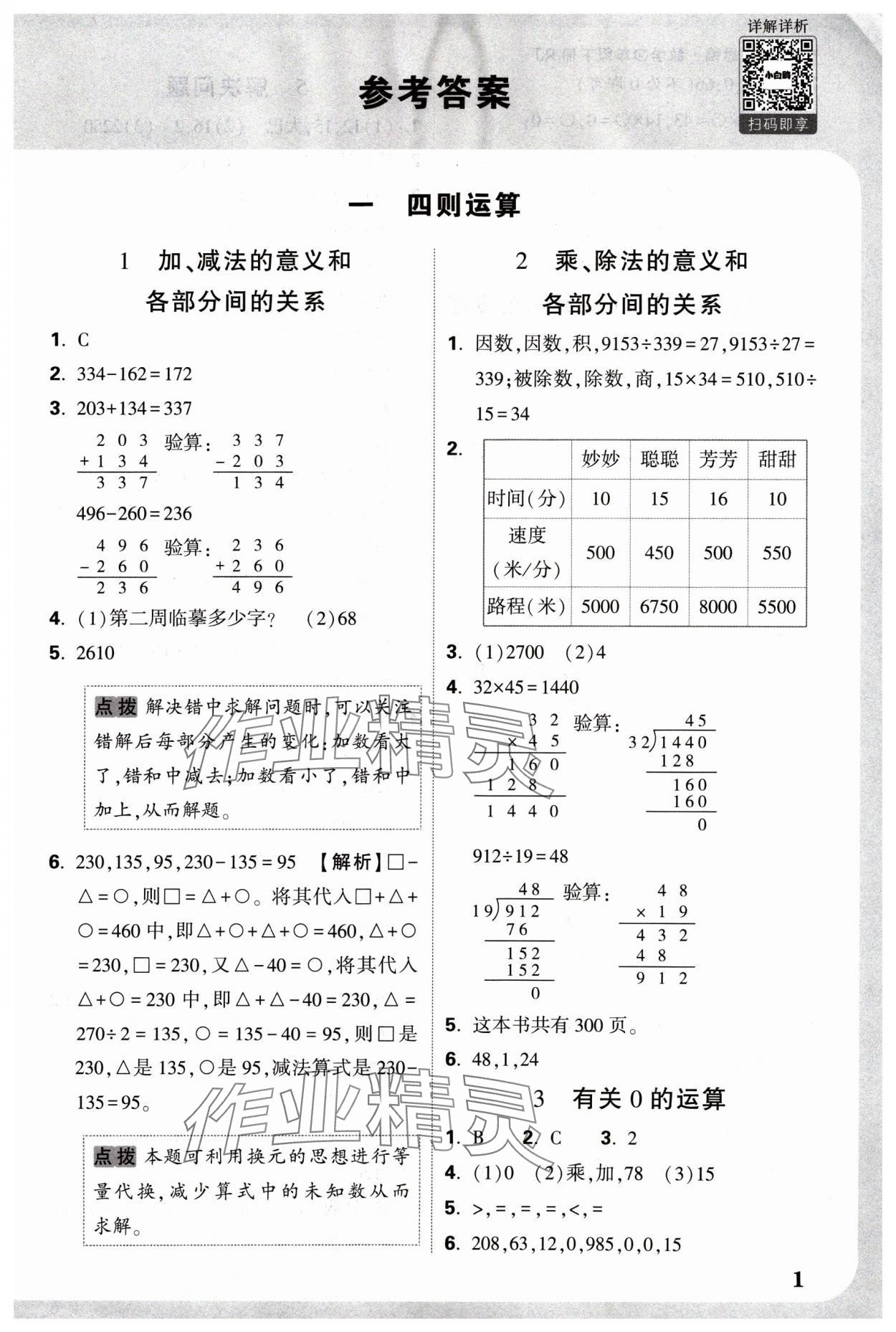 2025年小白鷗情境題四年級數(shù)學(xué)下冊人教版 參考答案第1頁