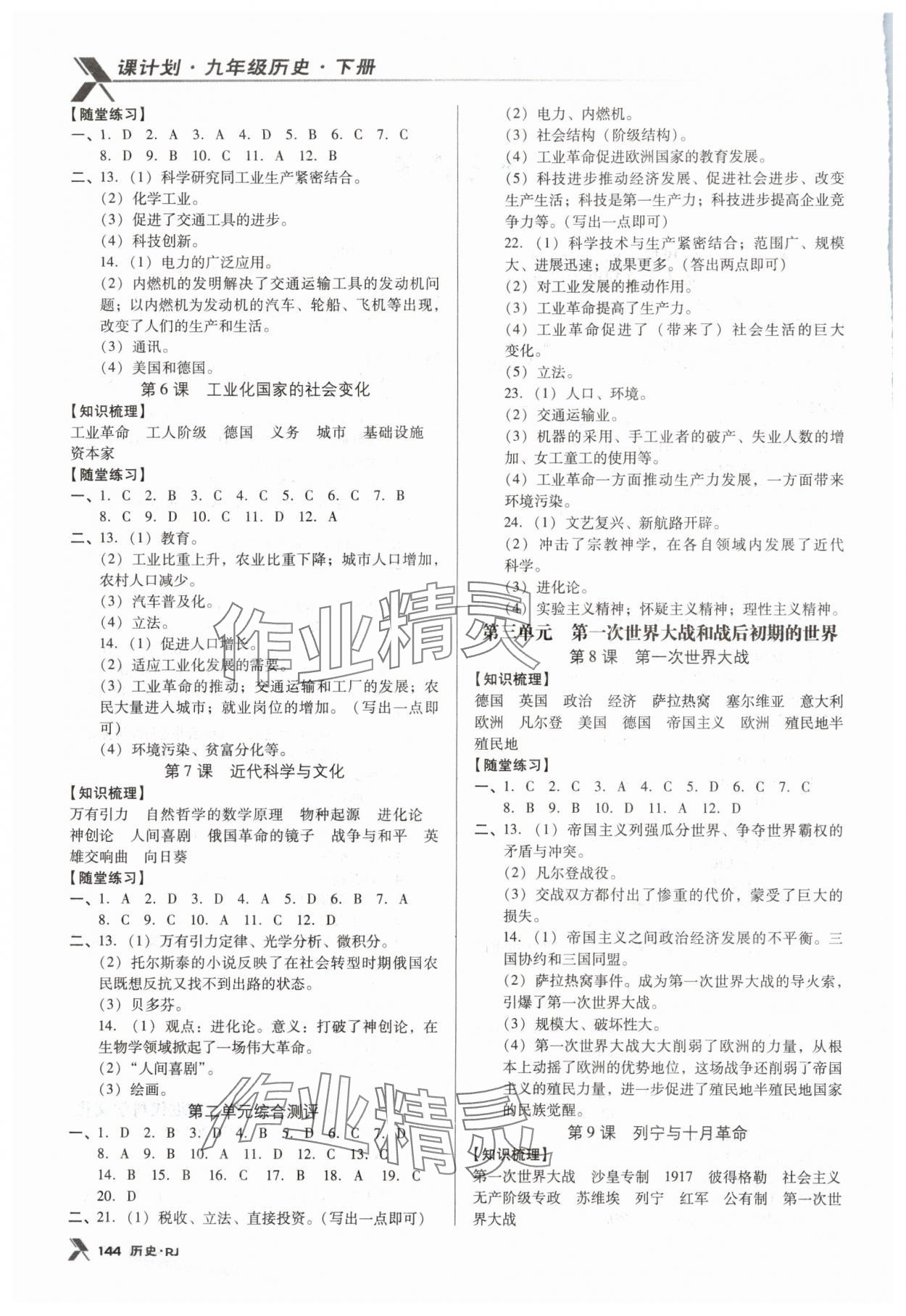 2024年全优点练课计划九年级历史下册人教版 第2页