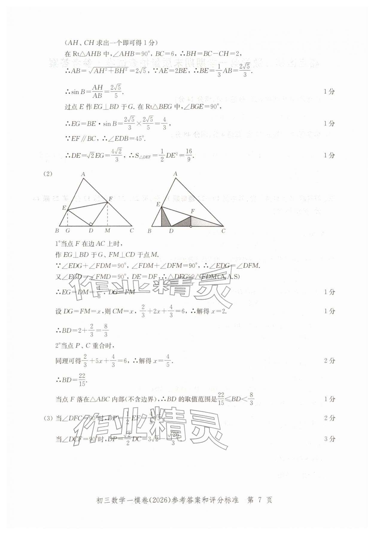 2026年文化课强化训练数学&nbsp;参考答案第7页