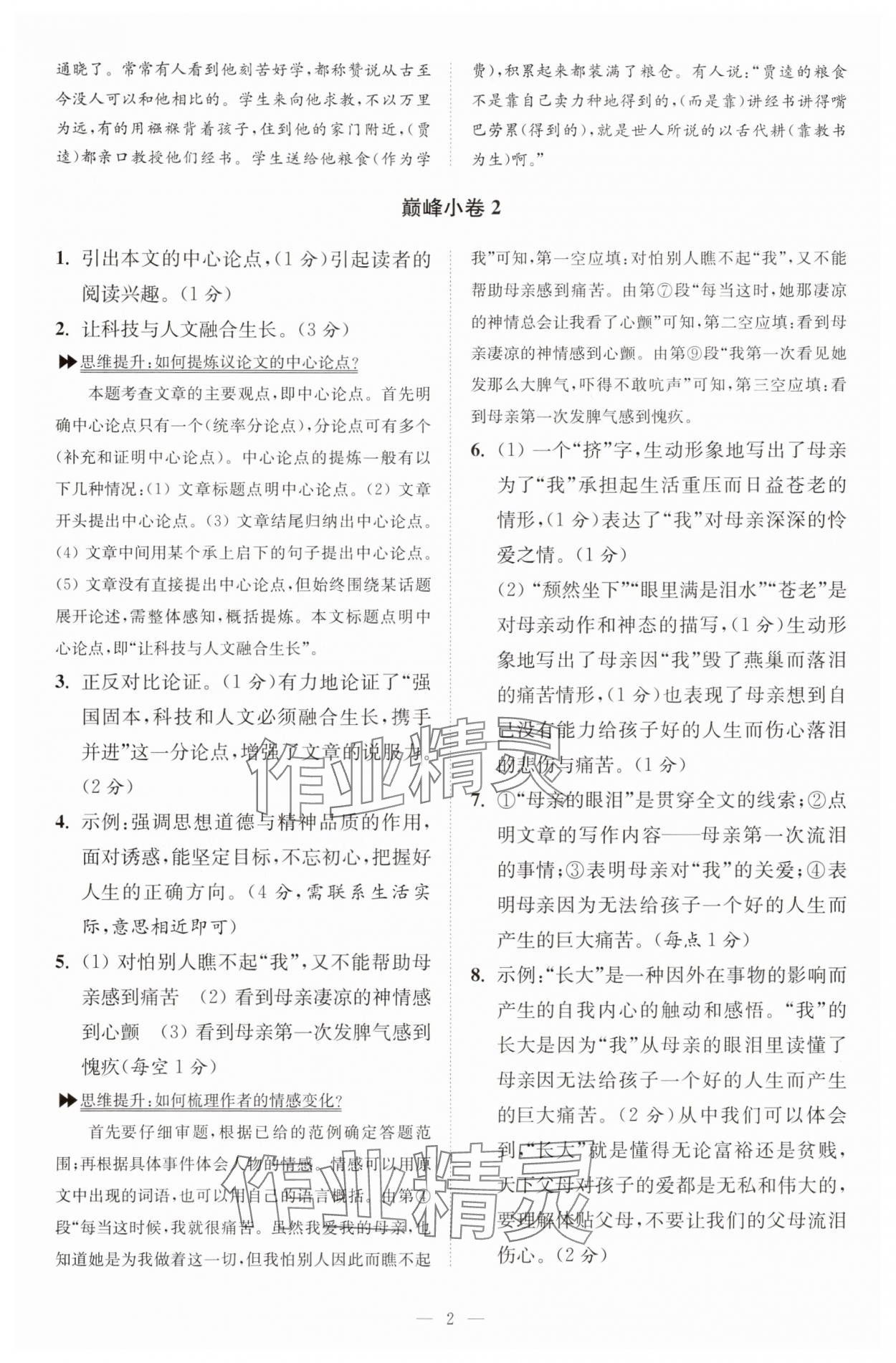 2025年小题狂做九年级语文上册人教版巅峰版 第2页
