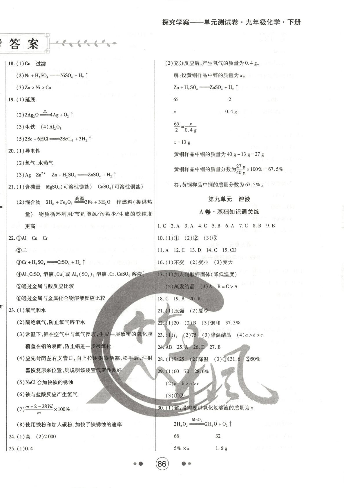 2025年探究學案單元測試卷九年級化學下冊人教版 第2頁