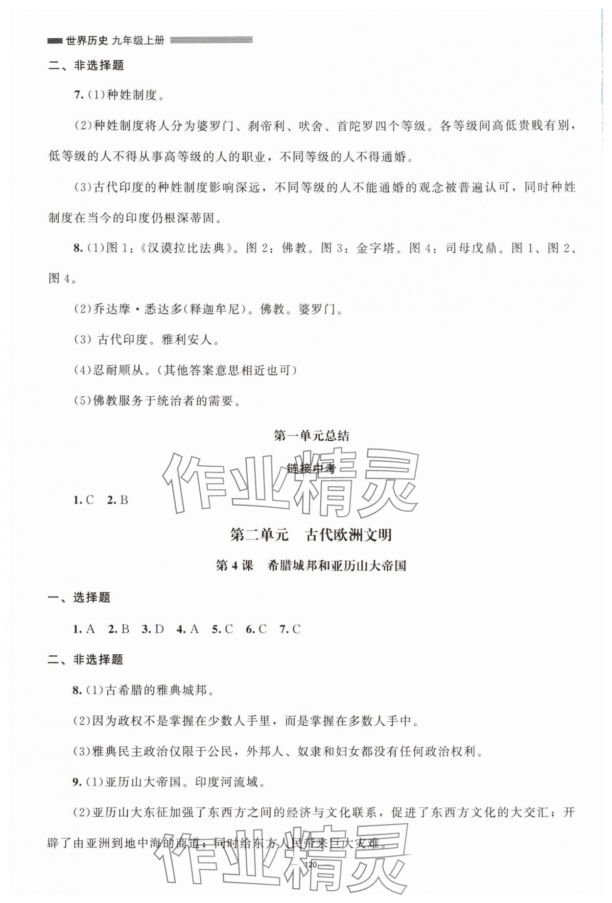 2025年初中同步练习册九年级世界历史上册人教版北京师范大学出版社 第2页