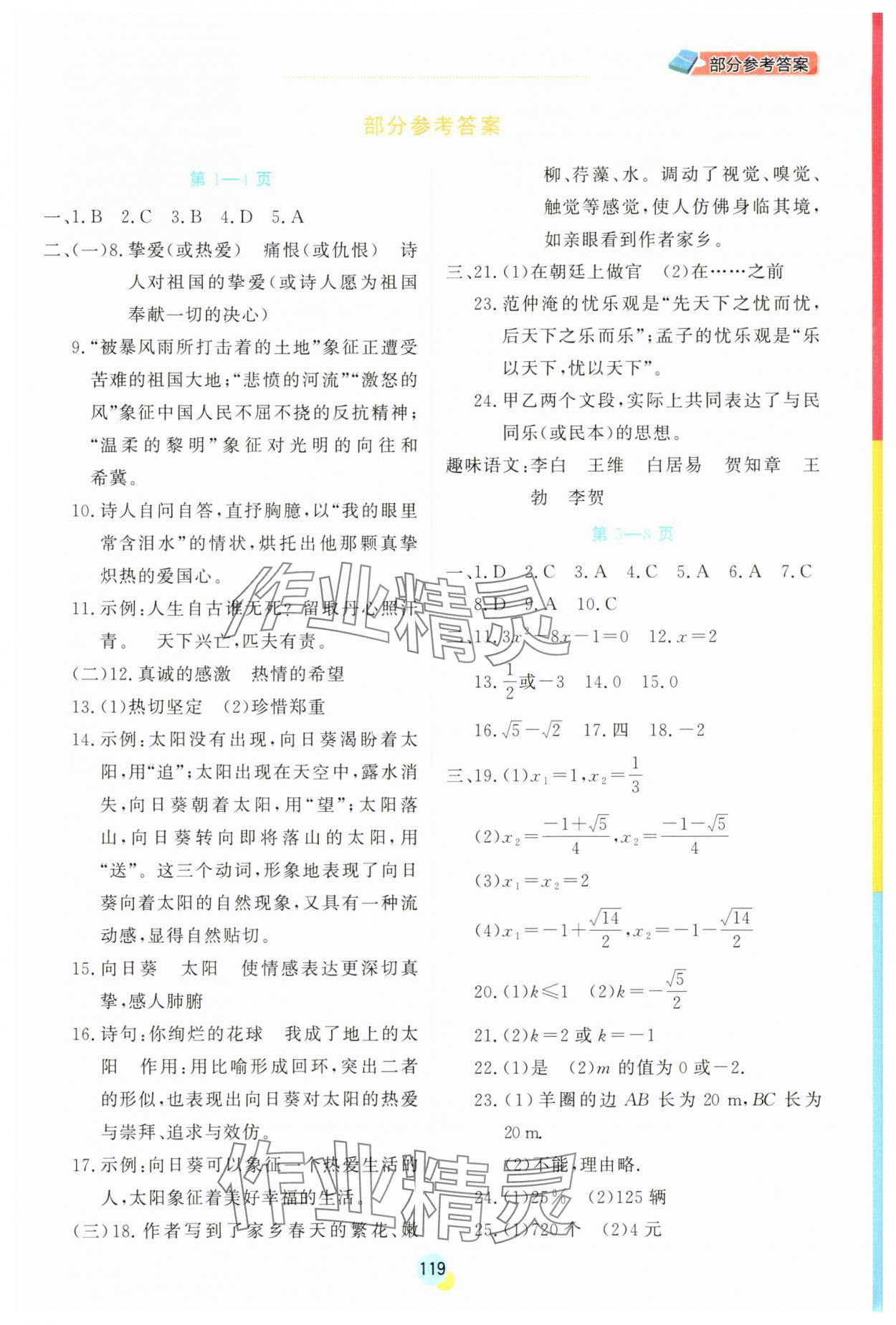 2025年彩虹寒假九年级 第1页