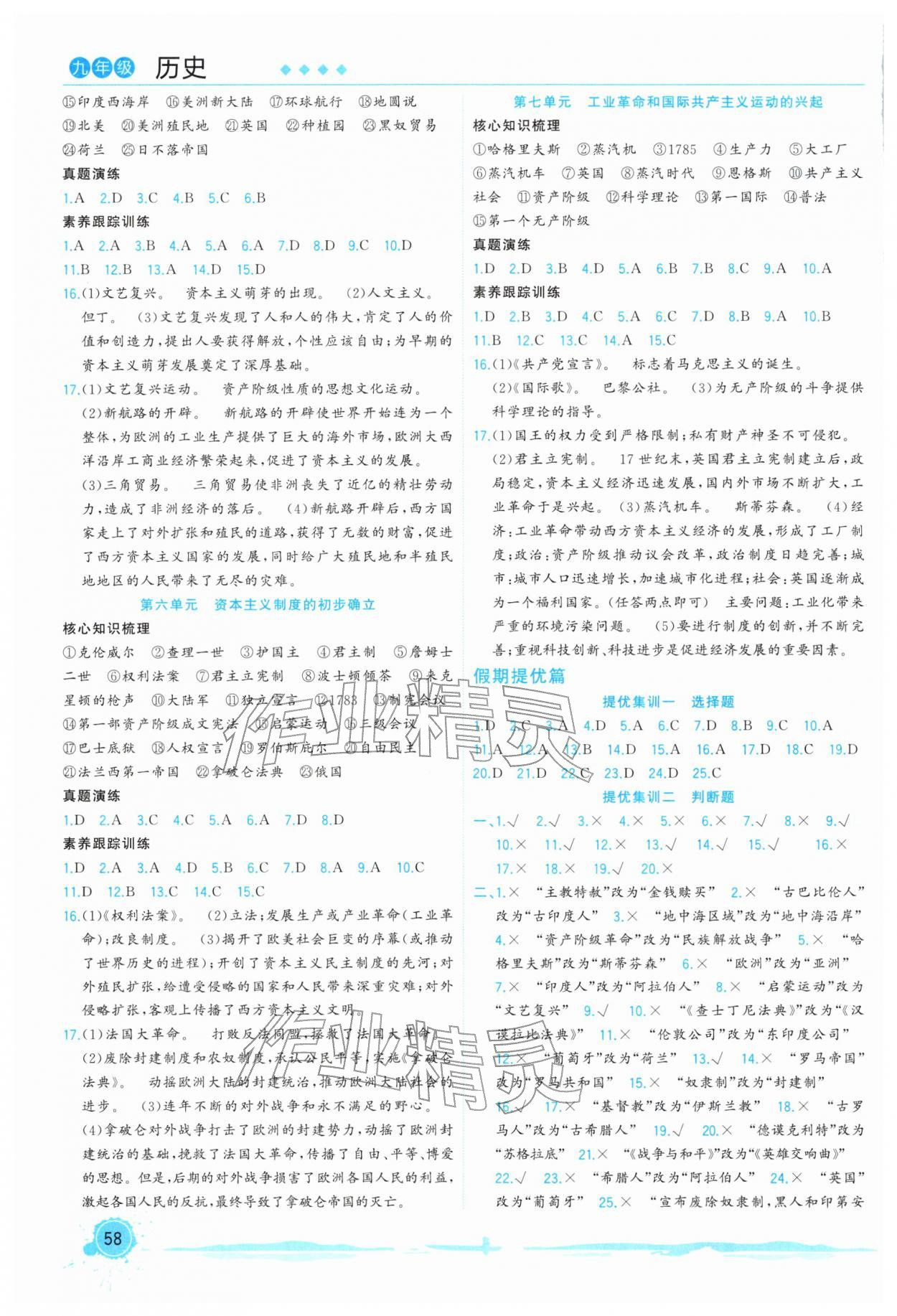 2026年寒假总动员合肥工业大学出版社九年级历史全一册人教版&nbsp;第2页