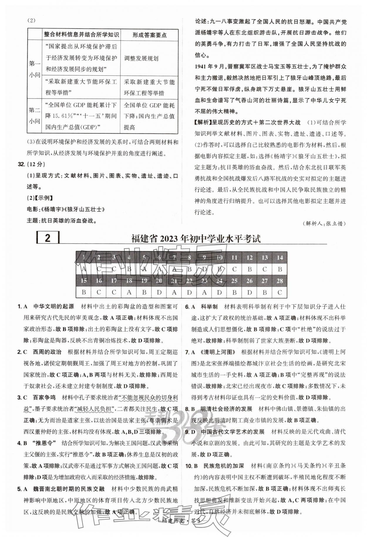 2025年天利38套中考試題精選歷史福建專(zhuān)版 參考答案第3頁(yè)