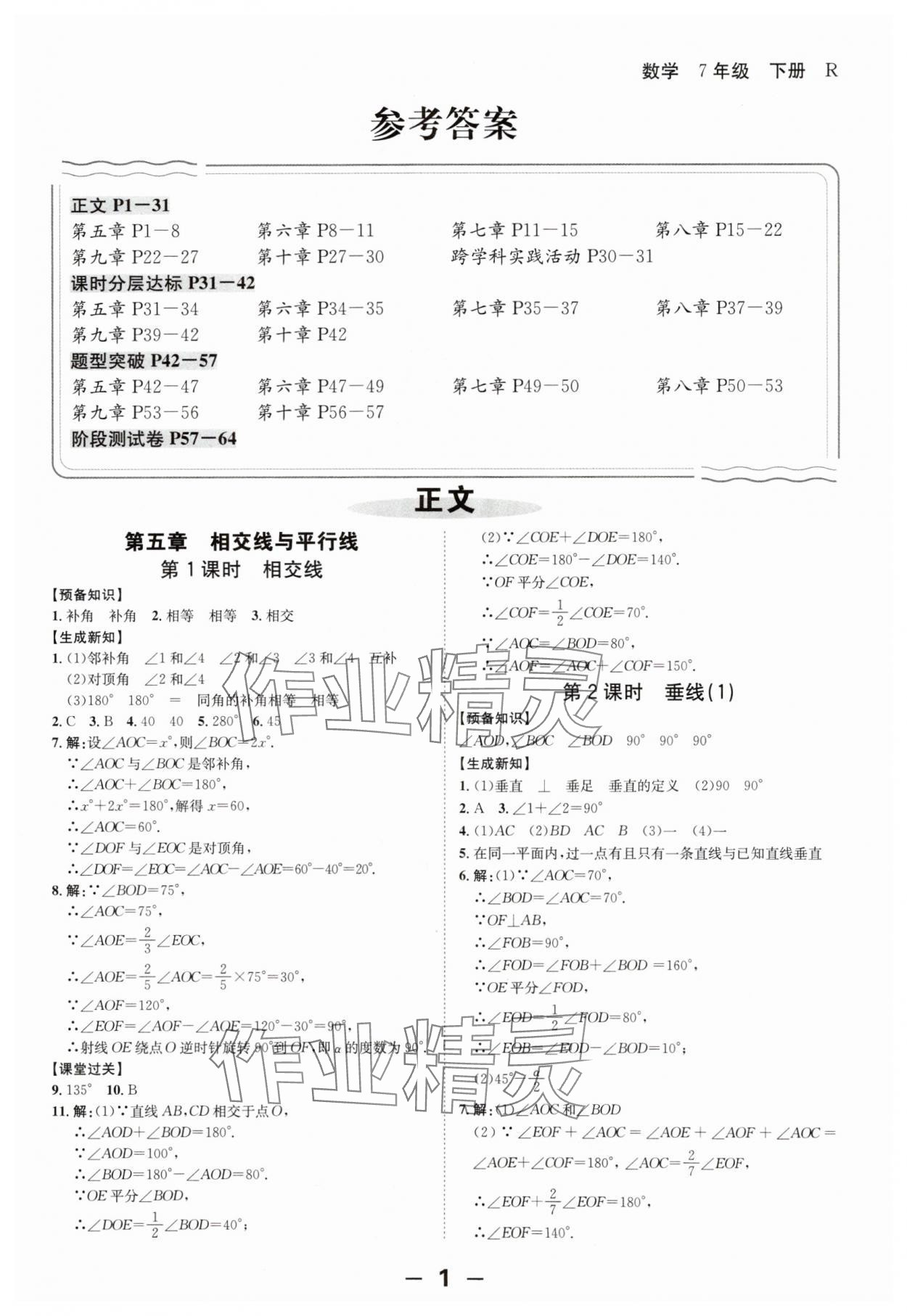 2024年全程突破七年级数学下册人教版 第1页